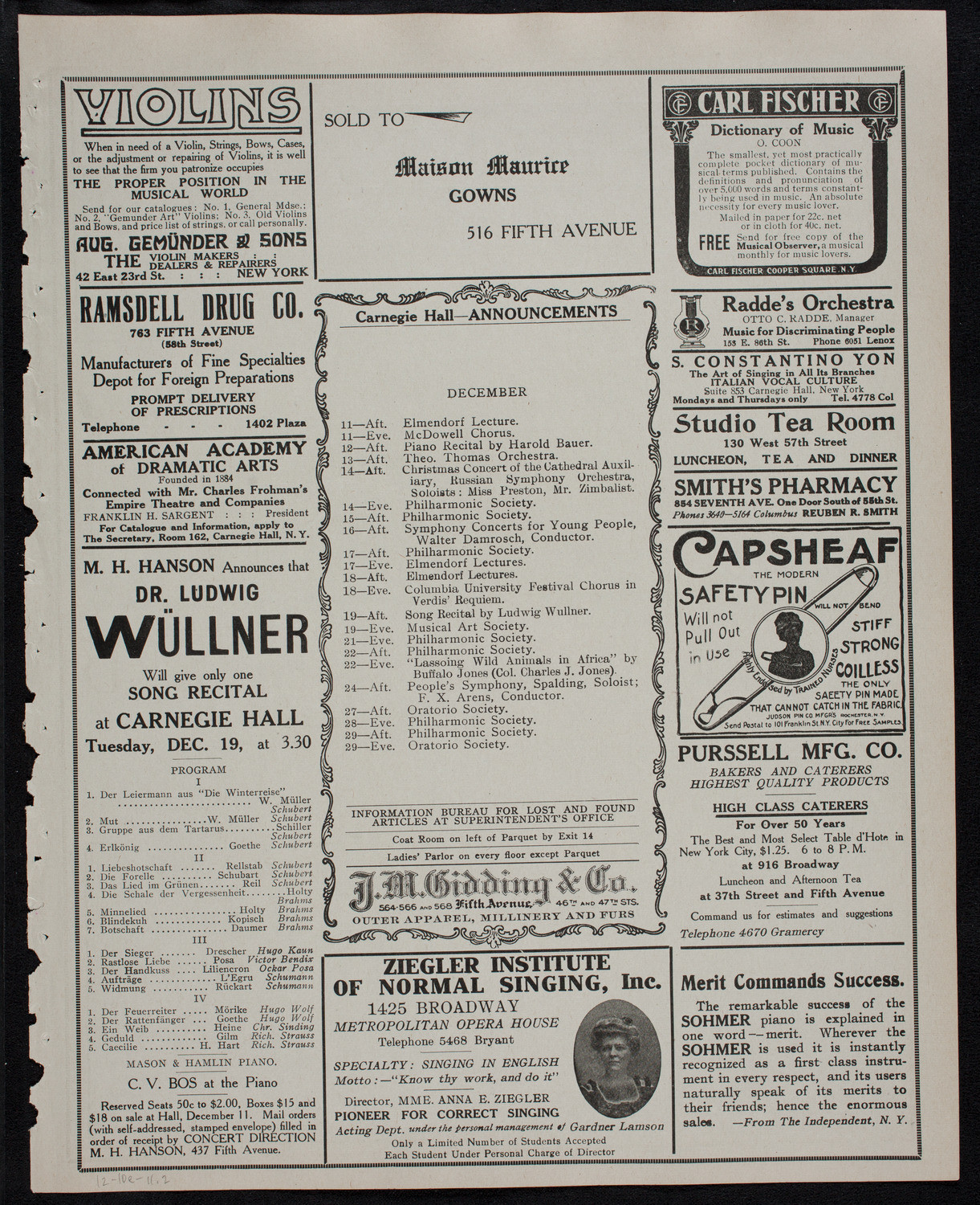 Elmendorf Lecture: Naples and Environs, December 10, 1911, program page 3