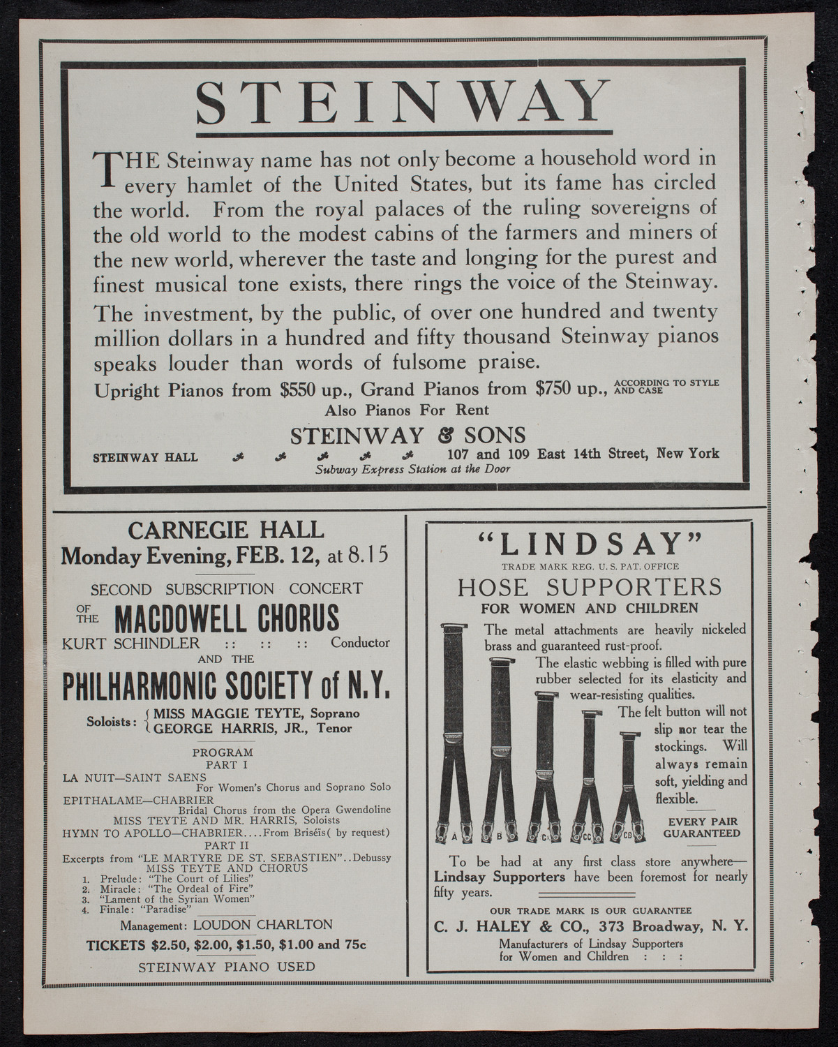 New York Philharmonic, February 8, 1912, program page 4