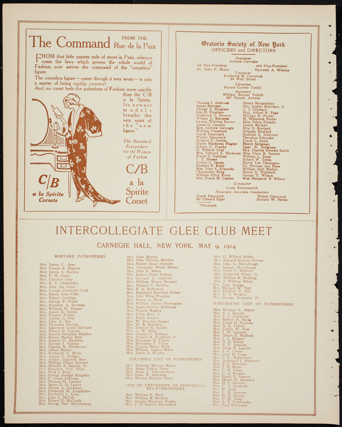 Intercollegiate Glee Club Contest, May 9, 1914, program page 8