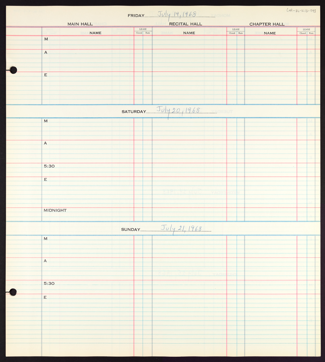 Carnegie Hall Booking Ledger, volume 13, page 93