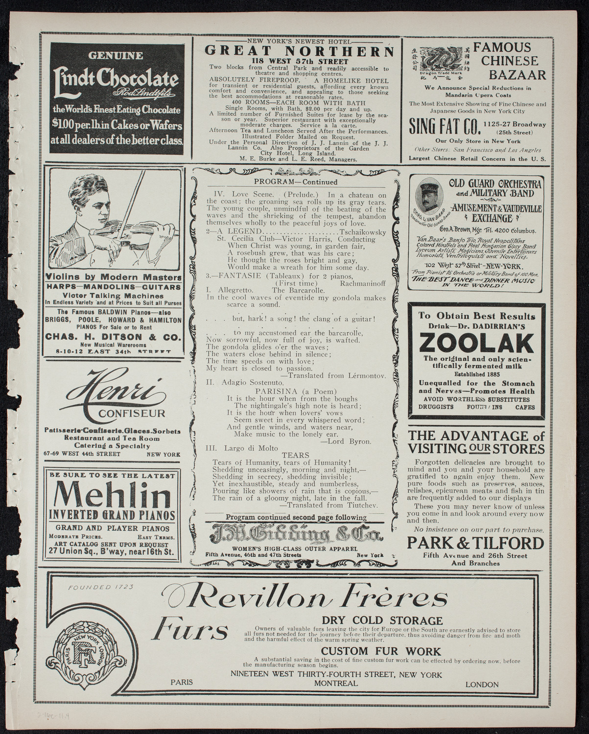 Russian Symphony Society of New York, February 16, 1911, program page 7