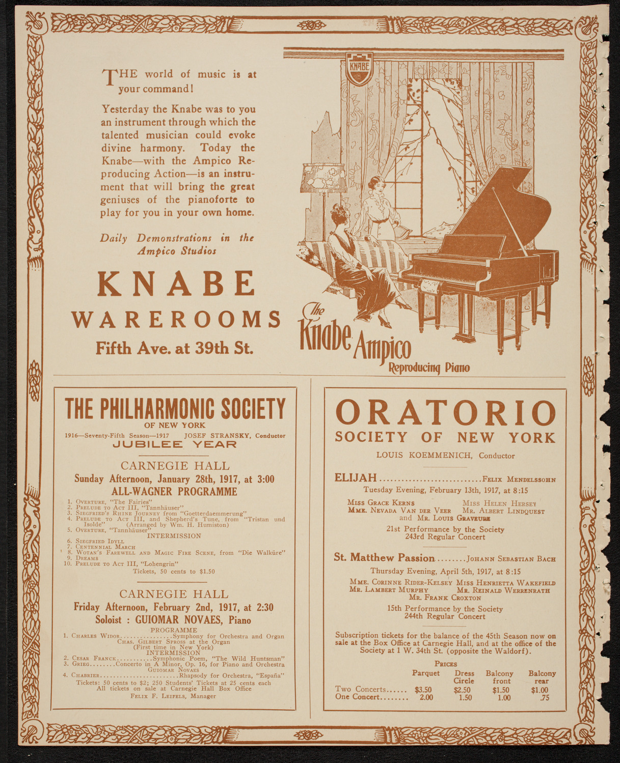 New York Philharmonic, January 26, 1917, program page 12