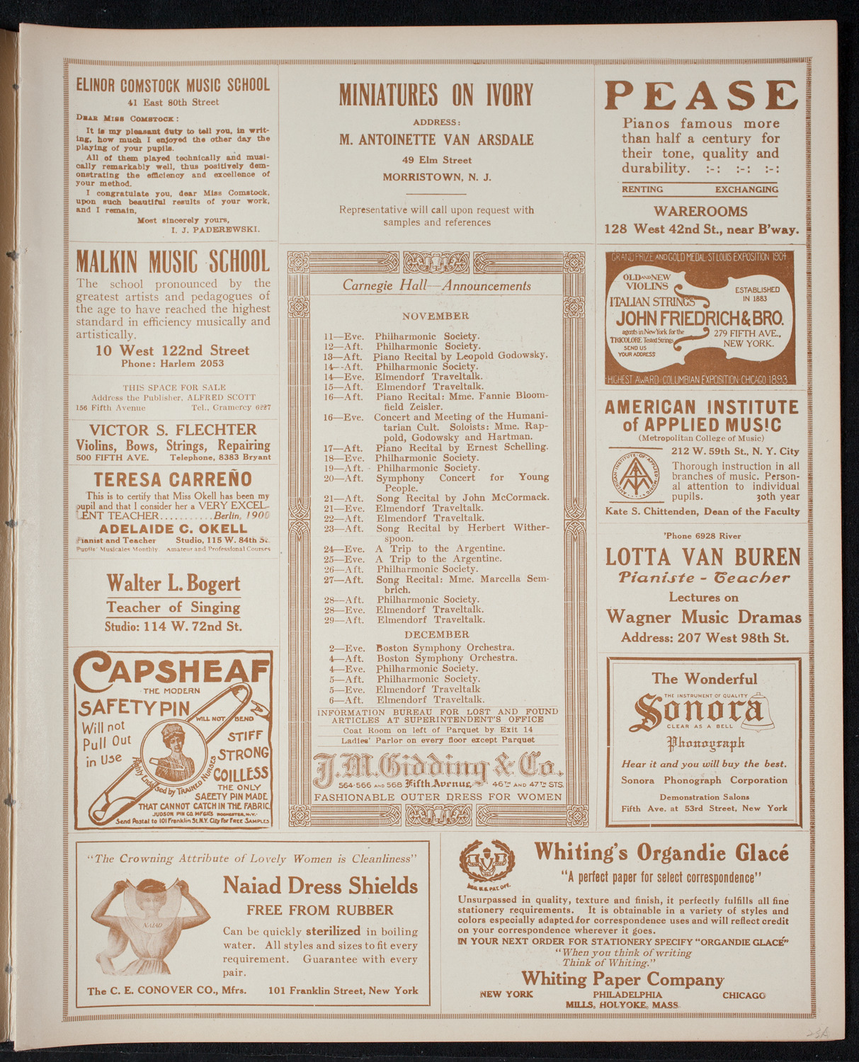 Frances Alda, Soprano, November 9, 1915, program page 3