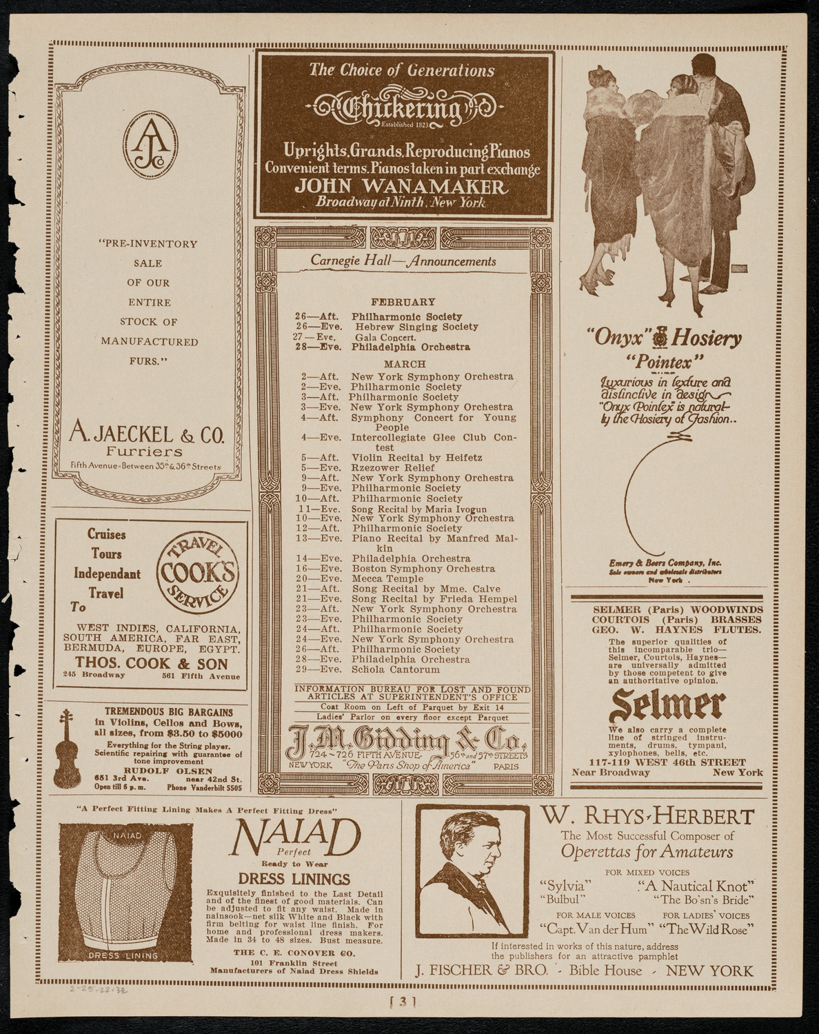 Henri Duval, Violin, February 25, 1922, program page 3