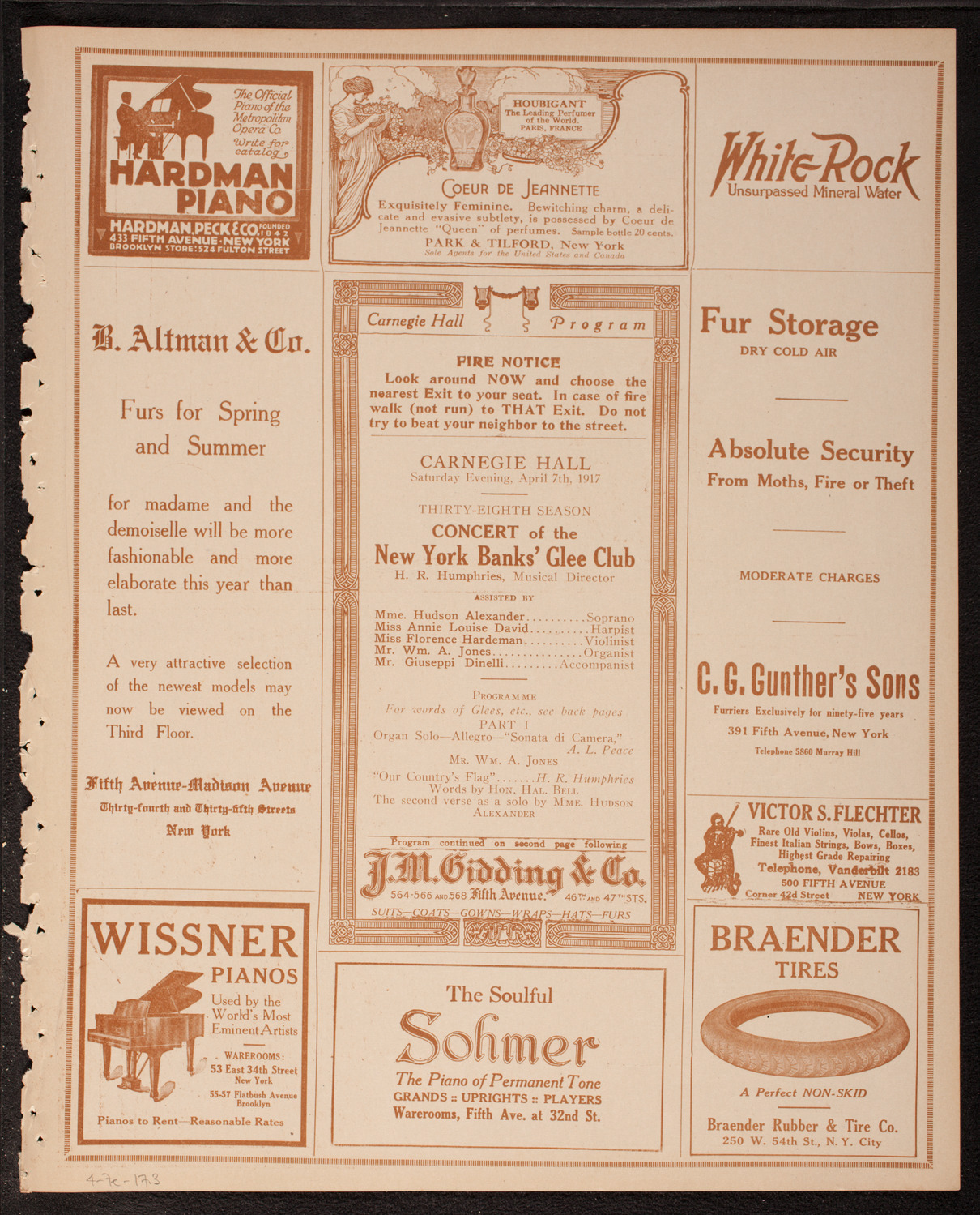 New York Banks' Glee Club, April 7, 1917, program page 5