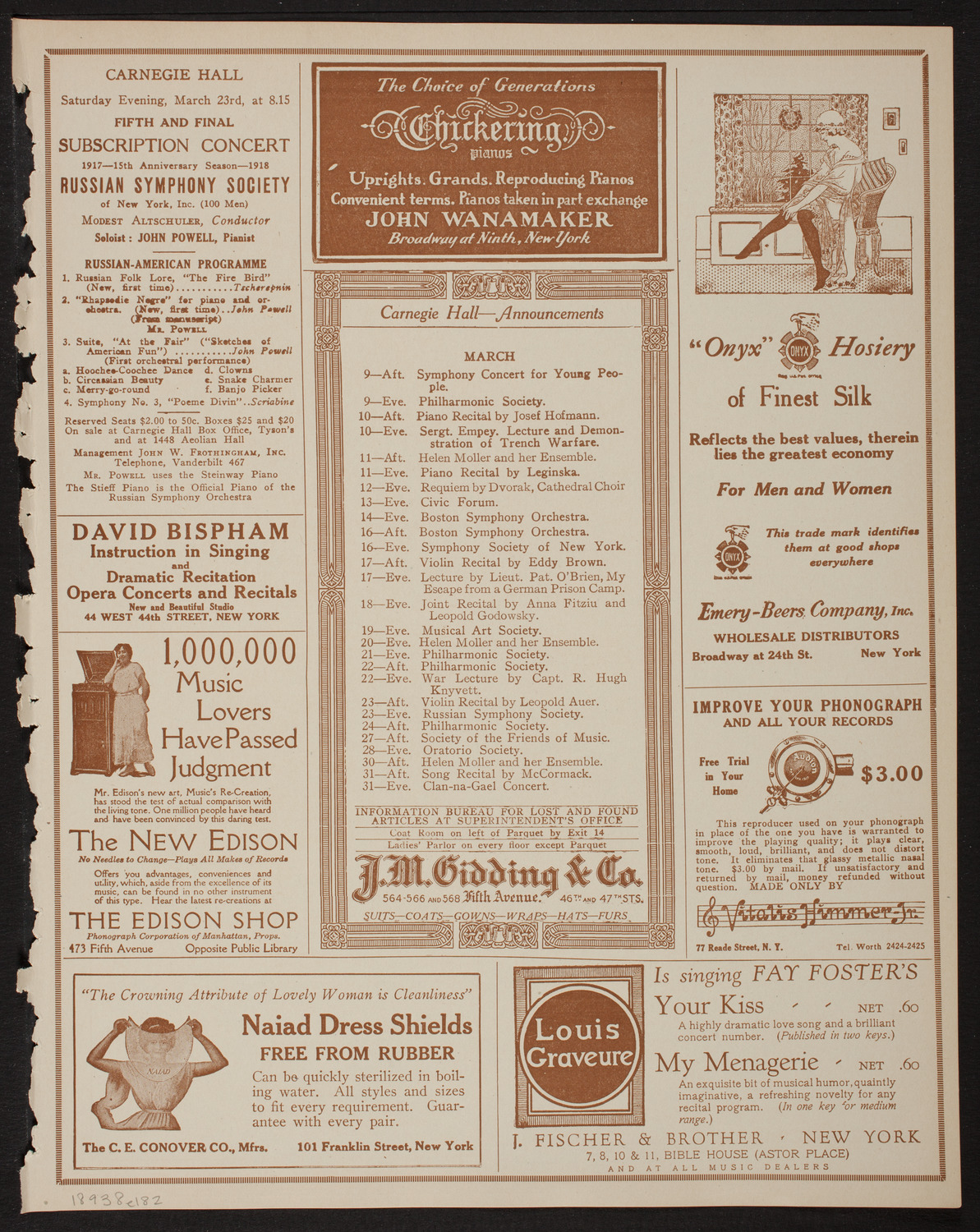 New York Symphony Orchestra, March 8, 1918, program page 3