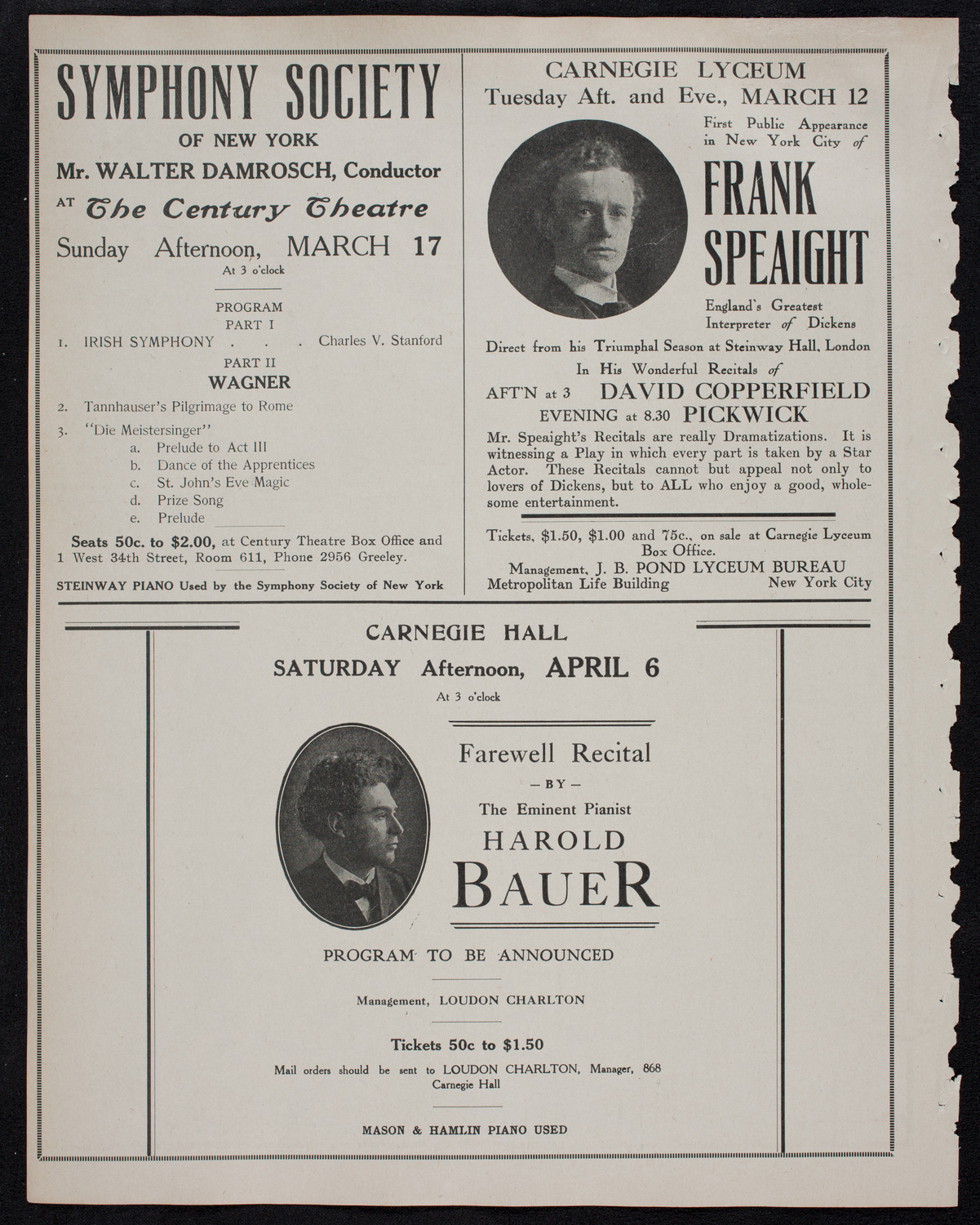 New York Philharmonic, March 10, 1912, program page 10