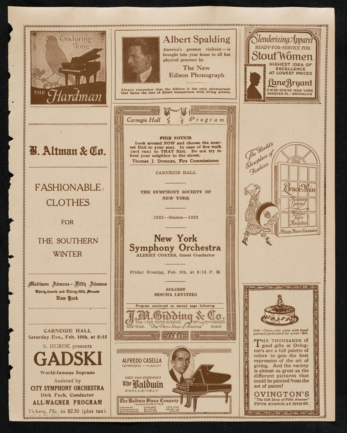 New York Symphony Orchestra, February 9, 1923, program page 5