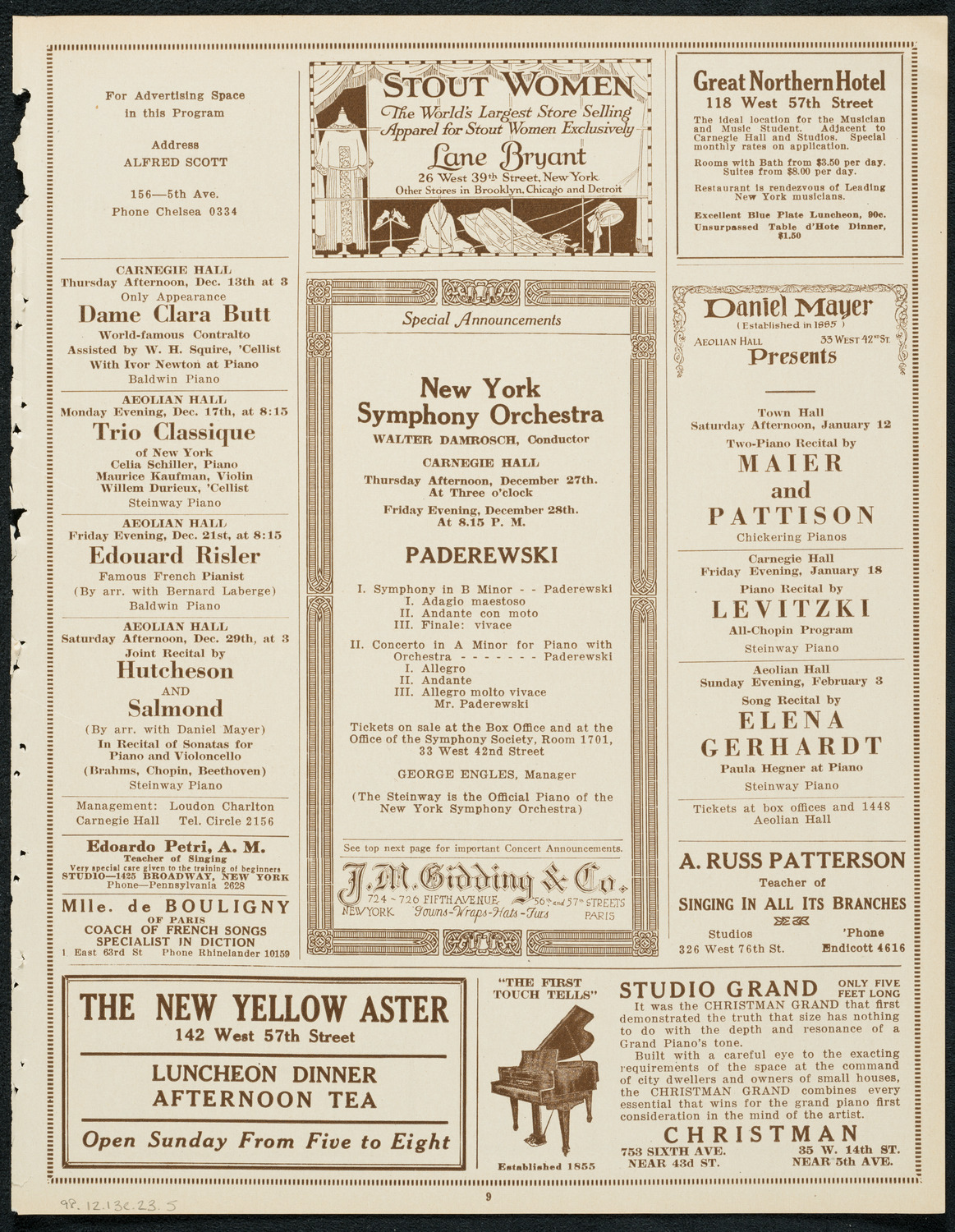New York Philharmonic, December 13, 1923, program page 9