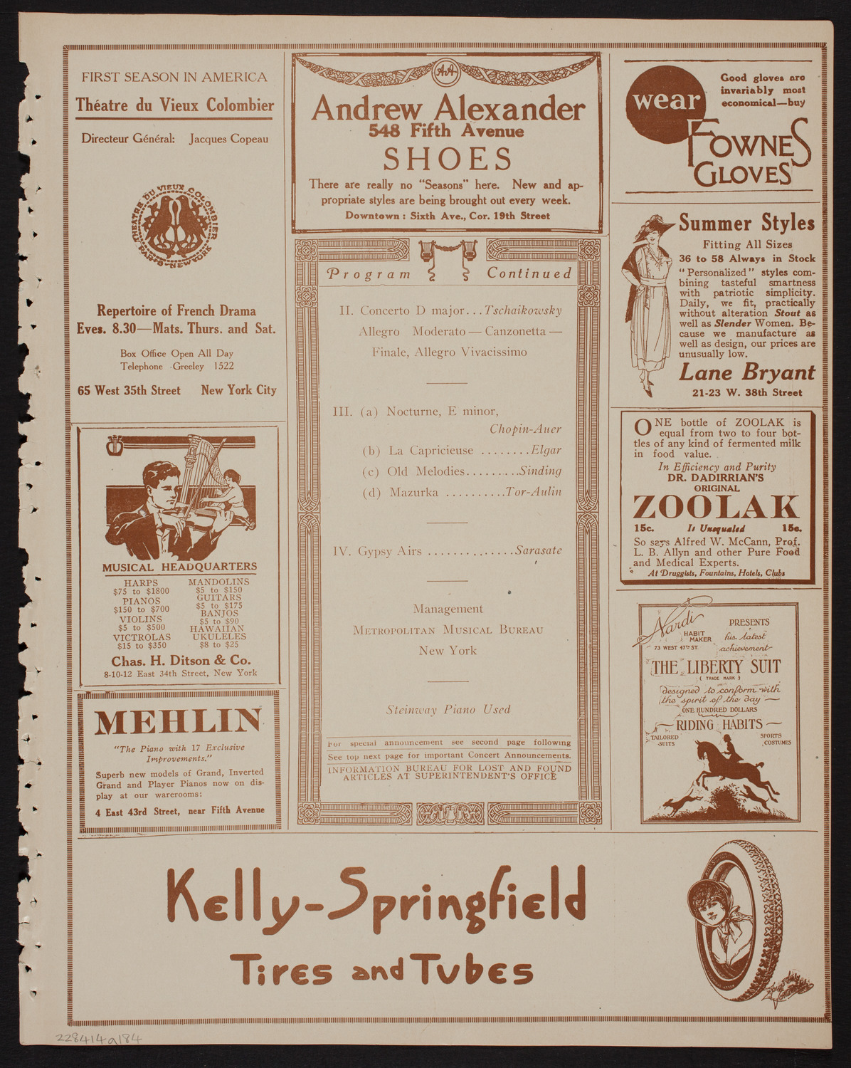 Toscha Seidel, Violin, April 14, 1918, program page 7