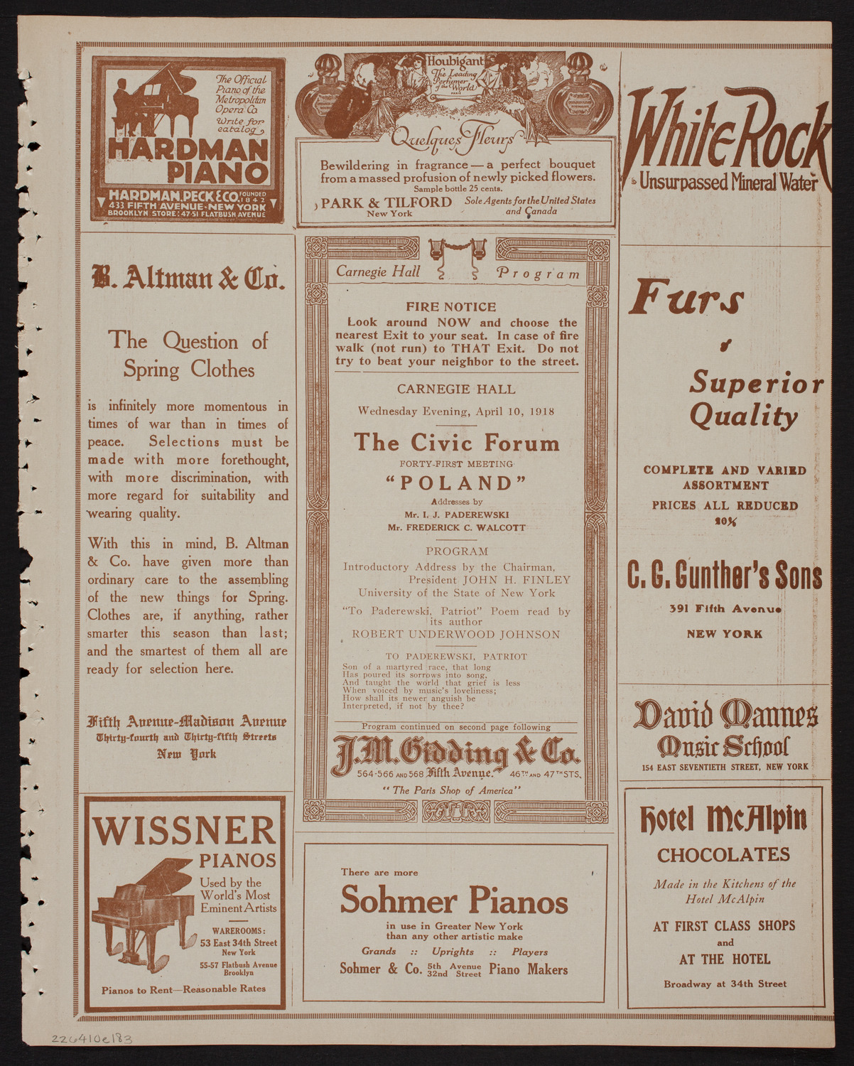 The Civic Forum, April 10, 1918, program page 5