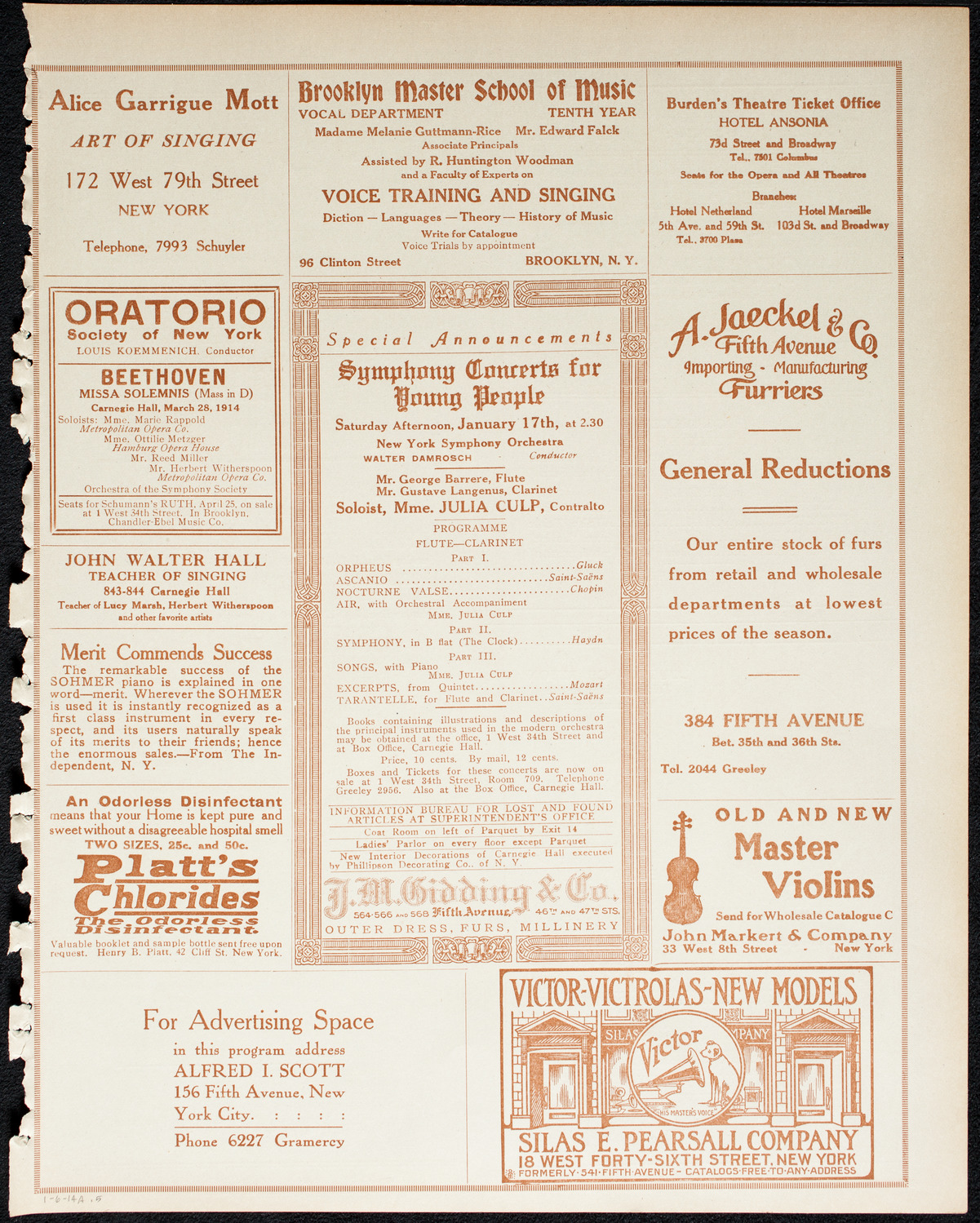 Alma Gluck, Soprano, January 6, 1914, program page 9