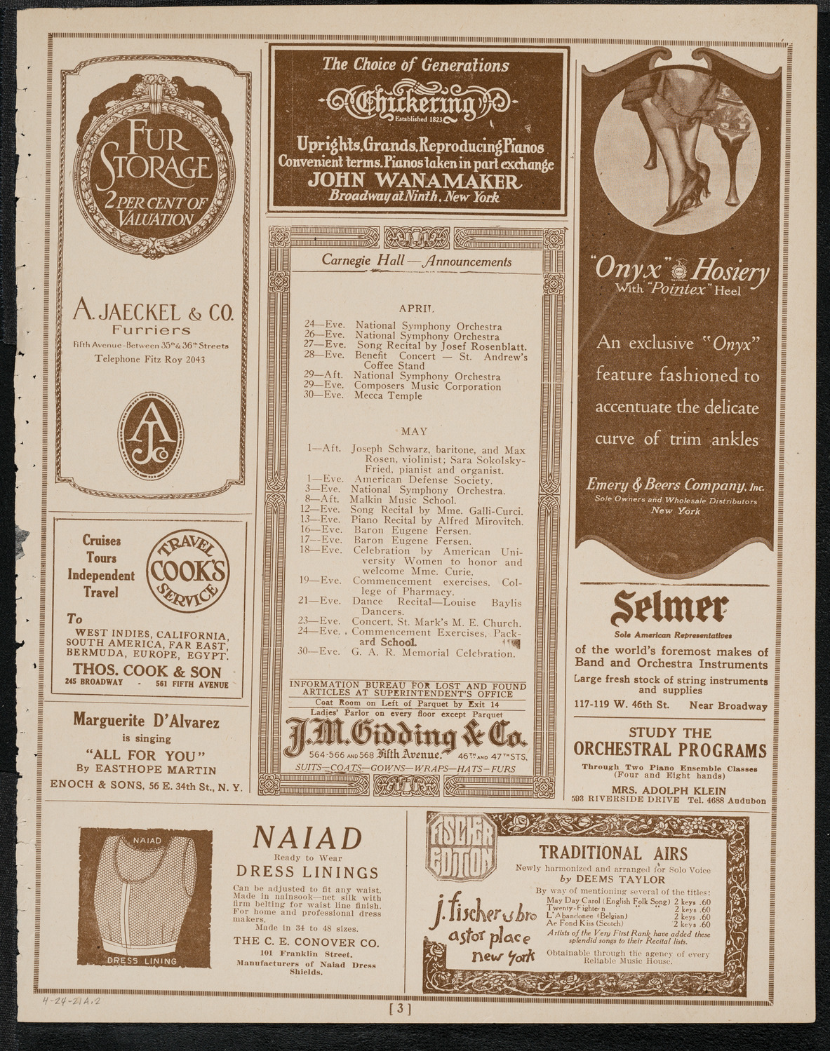 Swedish Glee Club of Brooklyn, April 24, 1921, program page 3