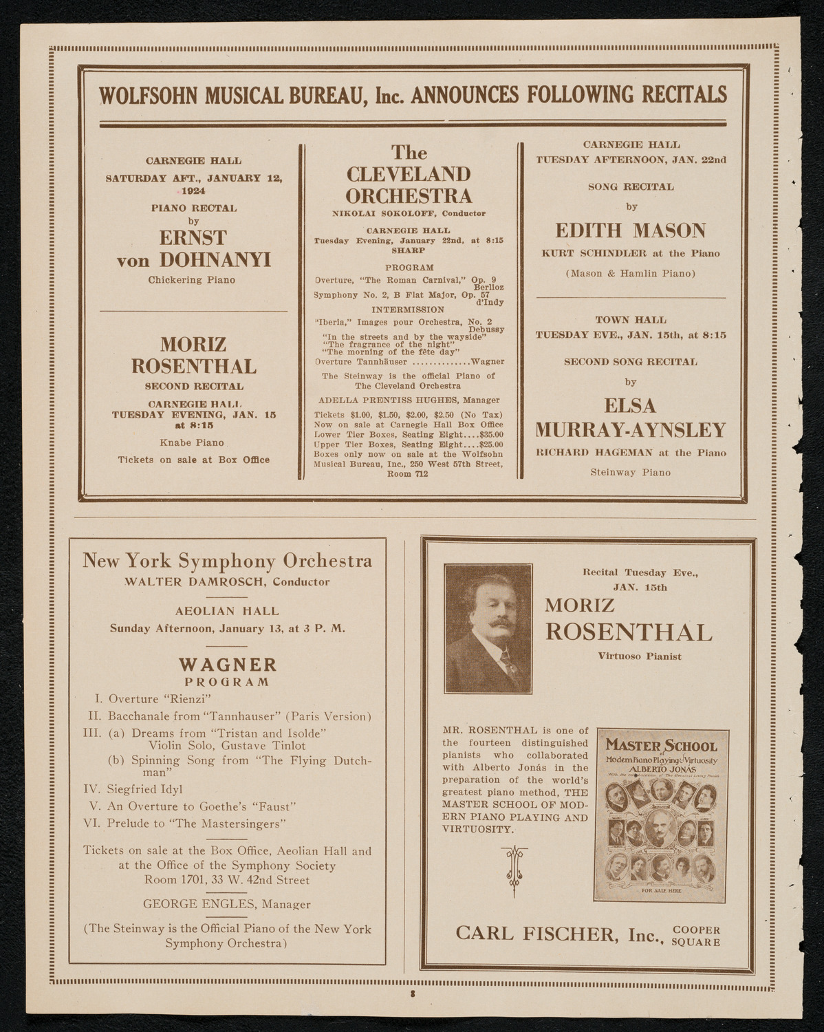 New York Symphony Orchestra: Beethoven Cycle, January 11, 1924, program page 8