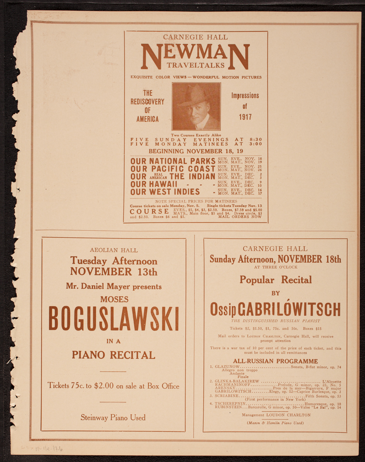 Eddy Brown, Violin, November 11, 1917, program page 11