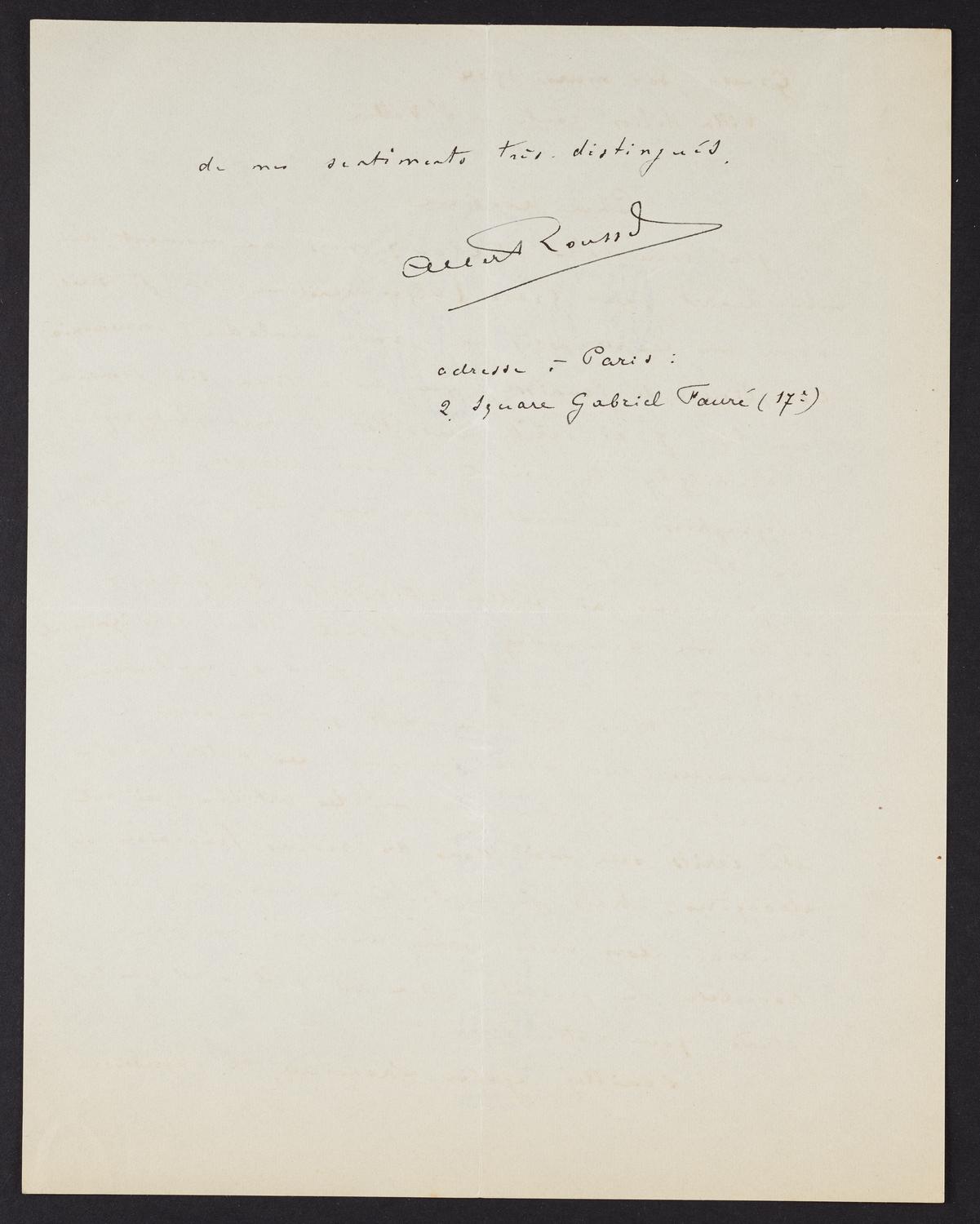 Correspondence from Albert Roussel to David Ewen, page 2 of 8
