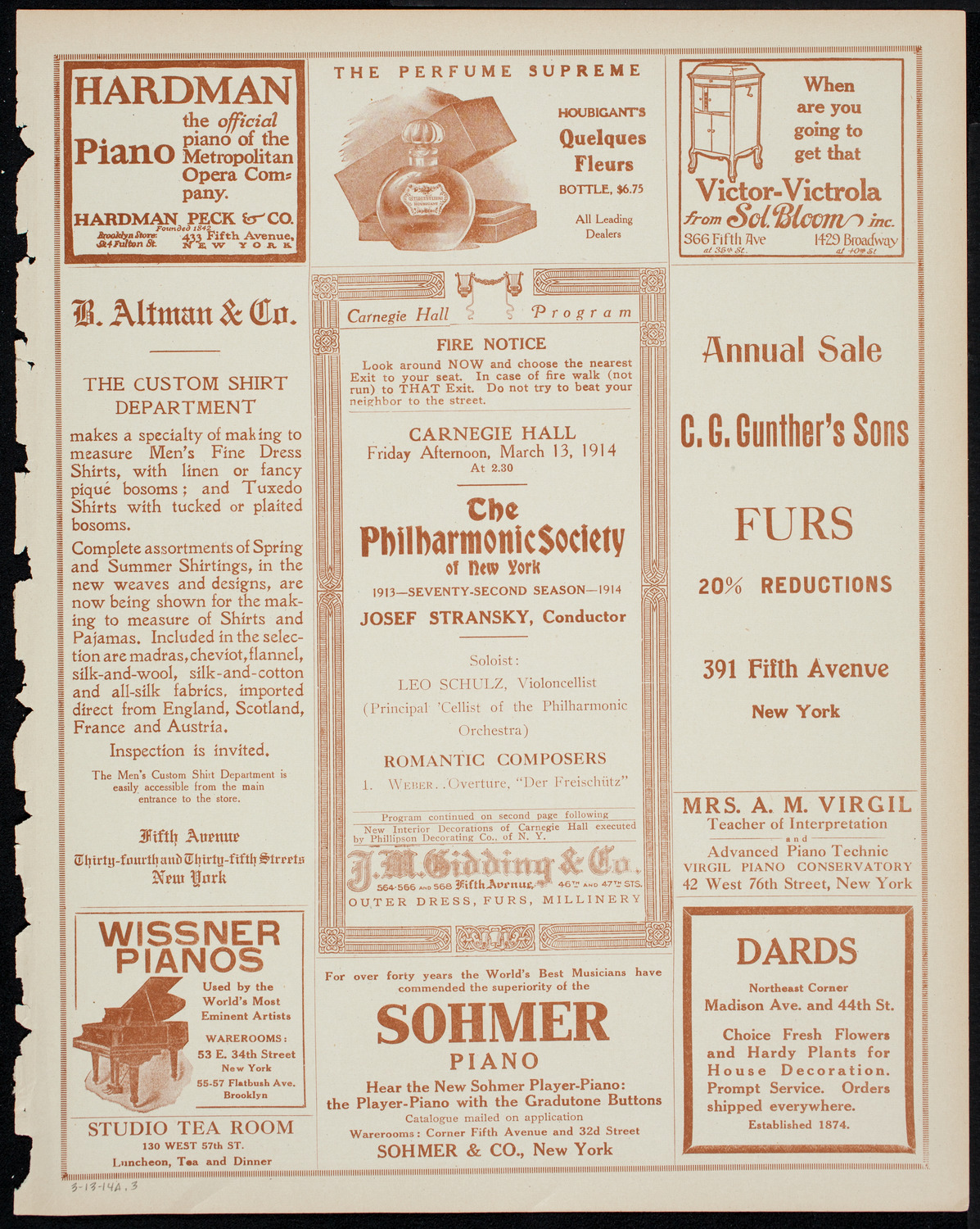 New York Philharmonic, March 13, 1914, program page 5
