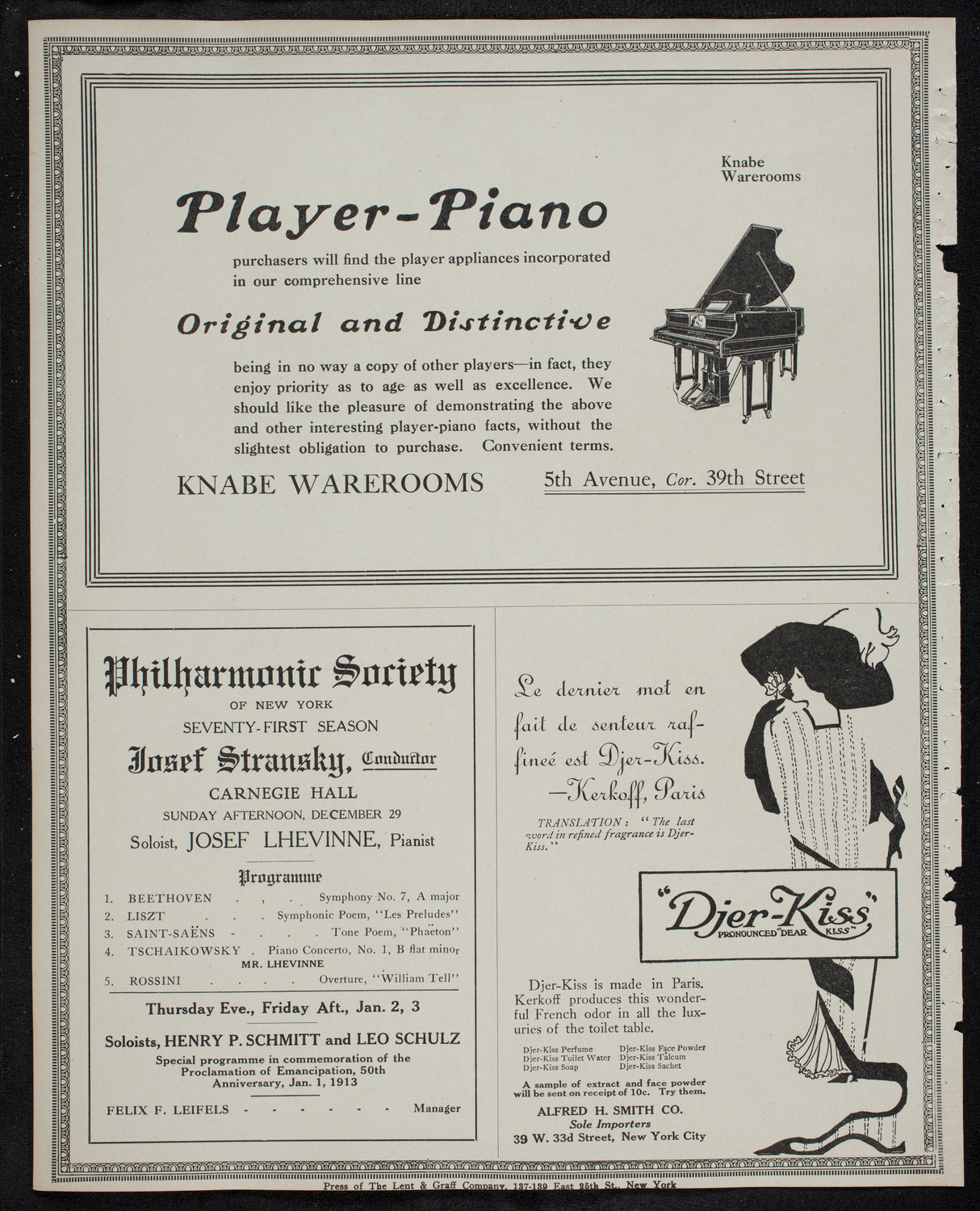 New York Philharmonic, December 27, 1912, program page 12