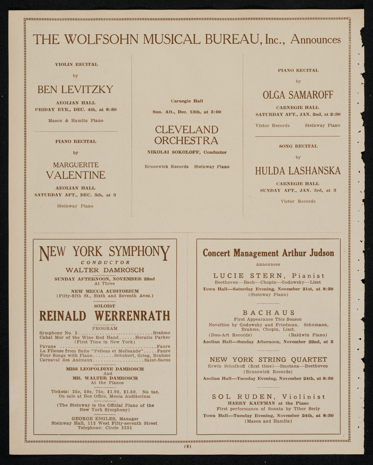 Lea Luboshutz, Violin, November 21, 1925, program page 8