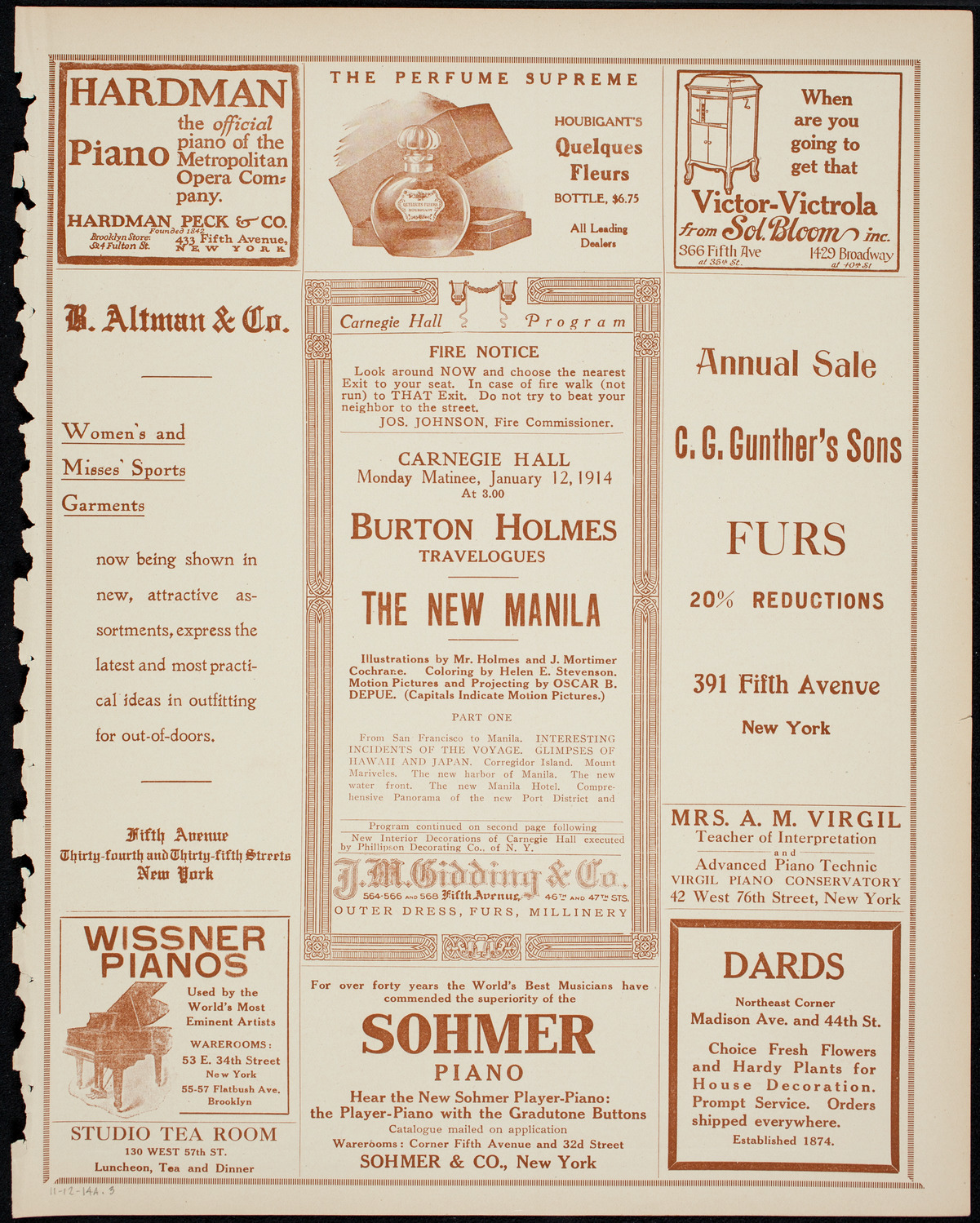 Burton Holmes Travelogue: The New Manila, January 12, 1914, program page 5