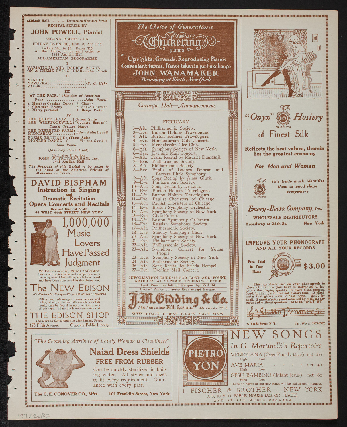 New York Symphony Orchestra, February 2, 1918, program page 3