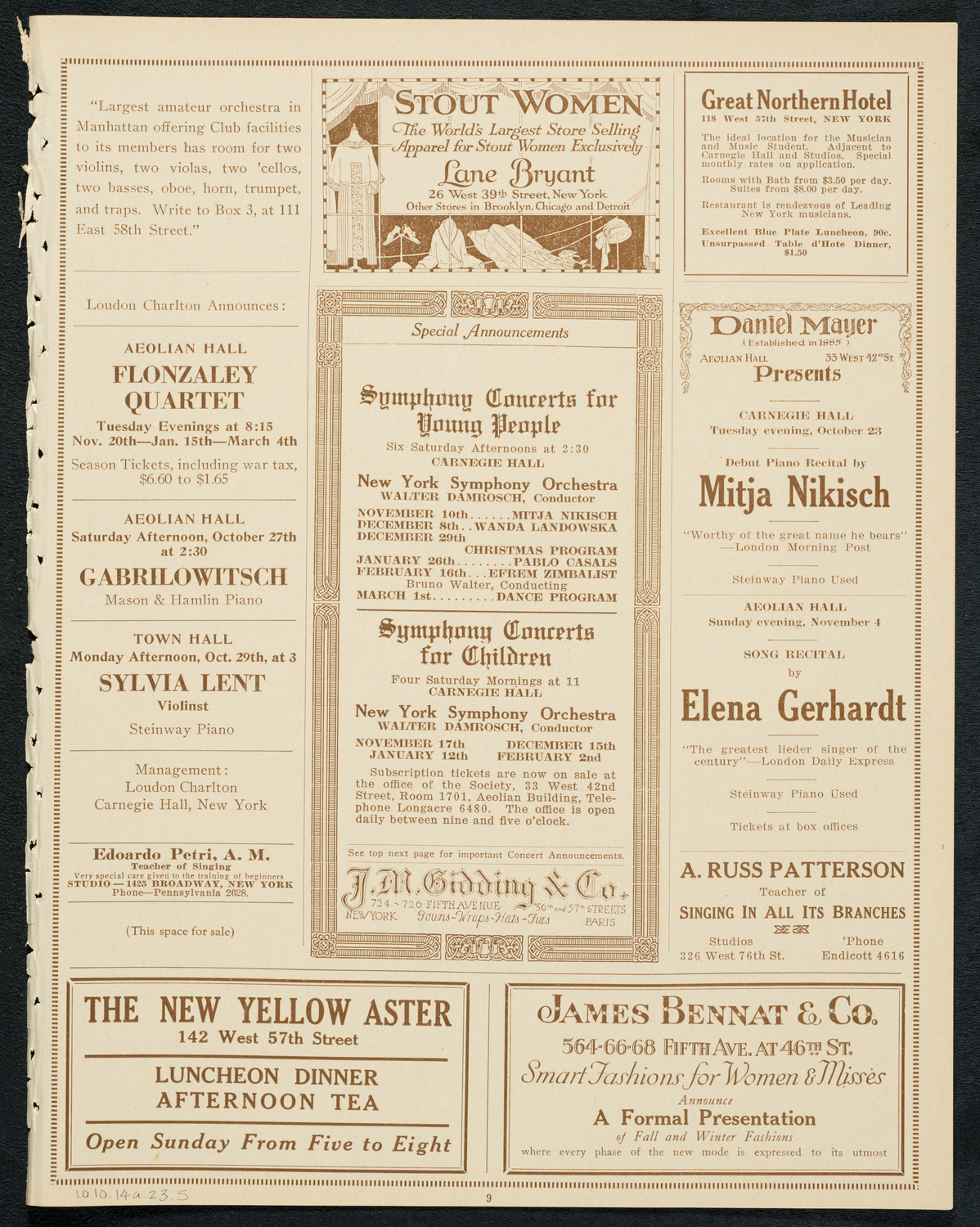 Ernestine Schumann-Heink, Mezzo-Soprano, October 14, 1923, program page 9