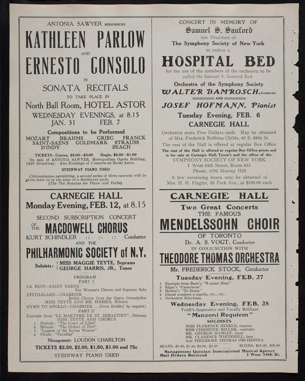 Russian Symphony Society of New York, January 28, 1912, program page 10