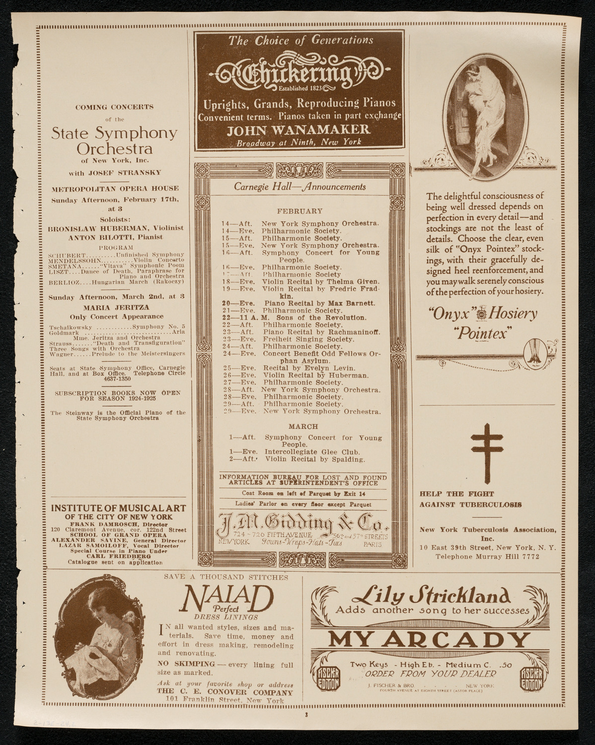 State Symphony Orchestra of New York, February 13, 1924, program page 3