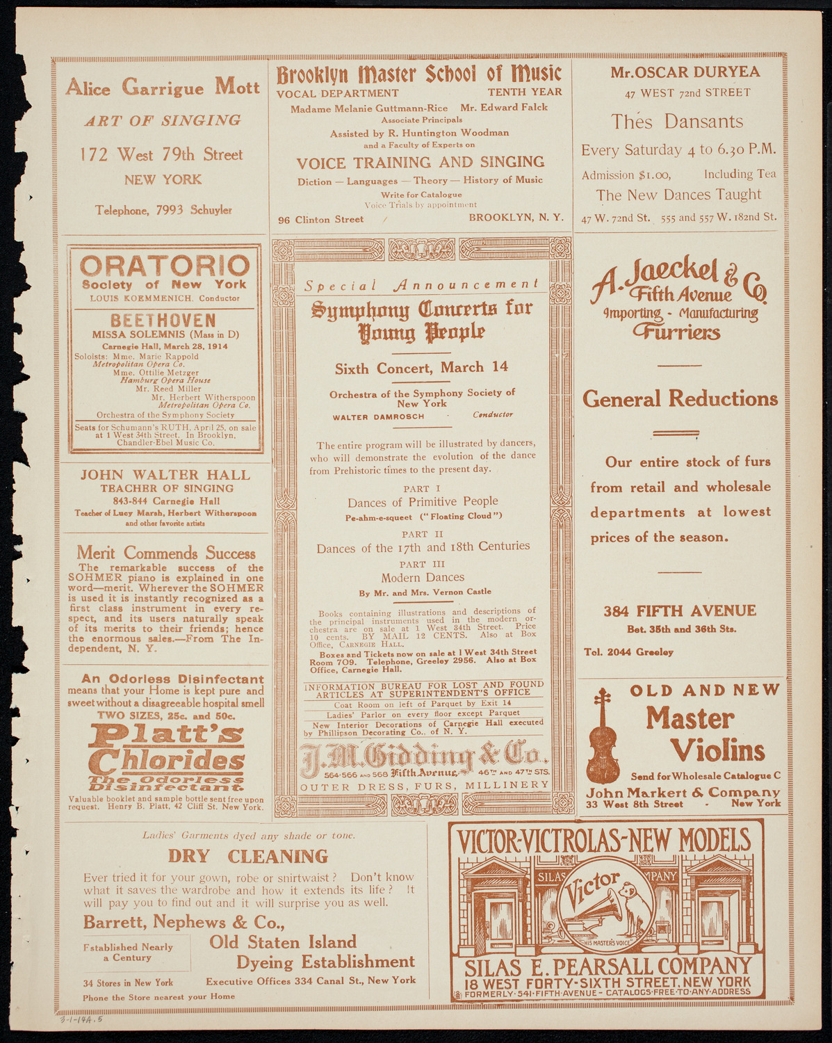 New York Philharmonic, March 1, 1914, program page 9