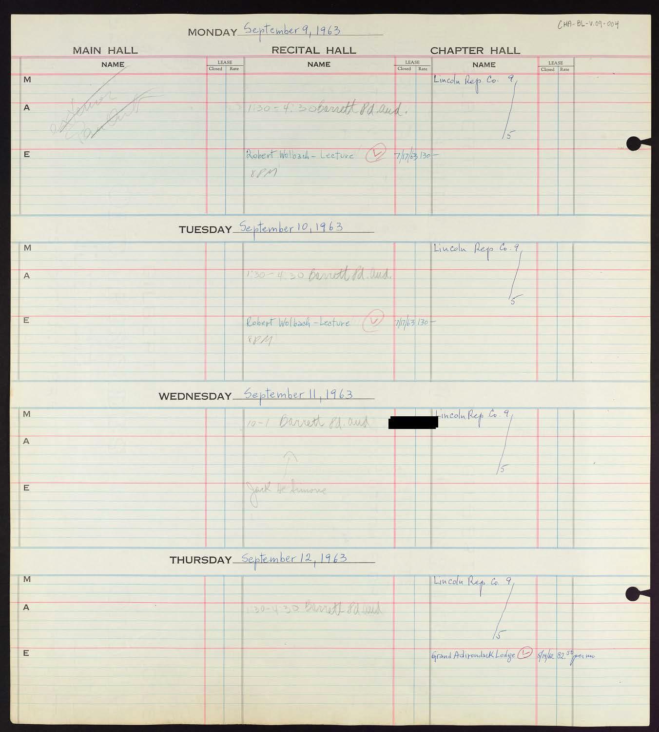 Carnegie Hall Booking Ledger, volume 9, page 4