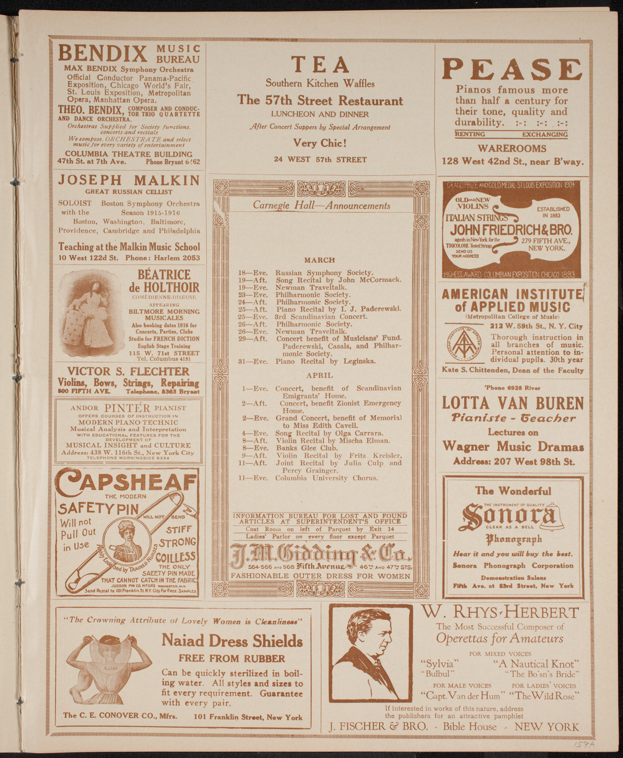Boston Symphony Orchestra, March 18, 1916, program page 3