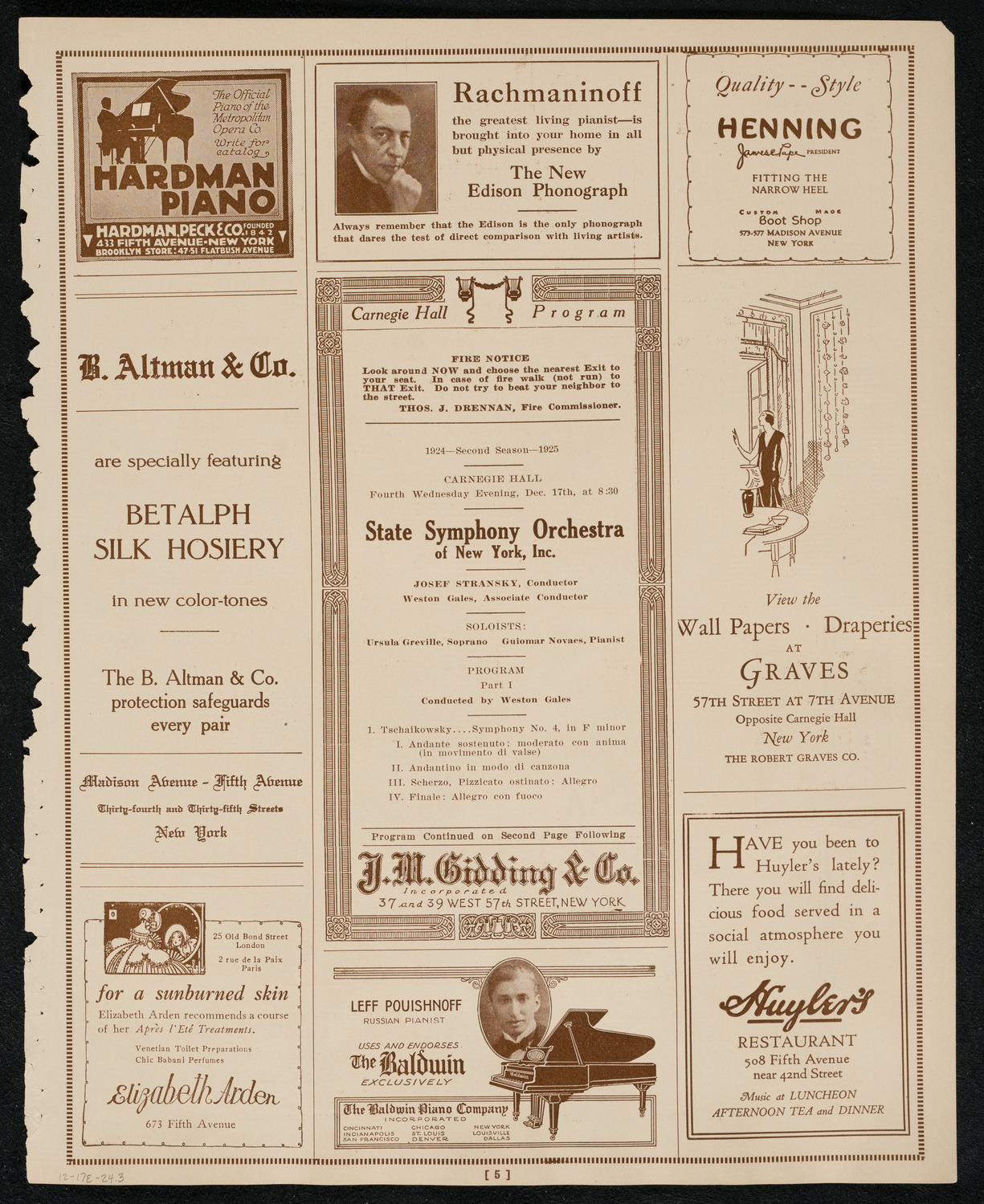 State Symphony Orchestra of New York, December 17, 1924, program page 5