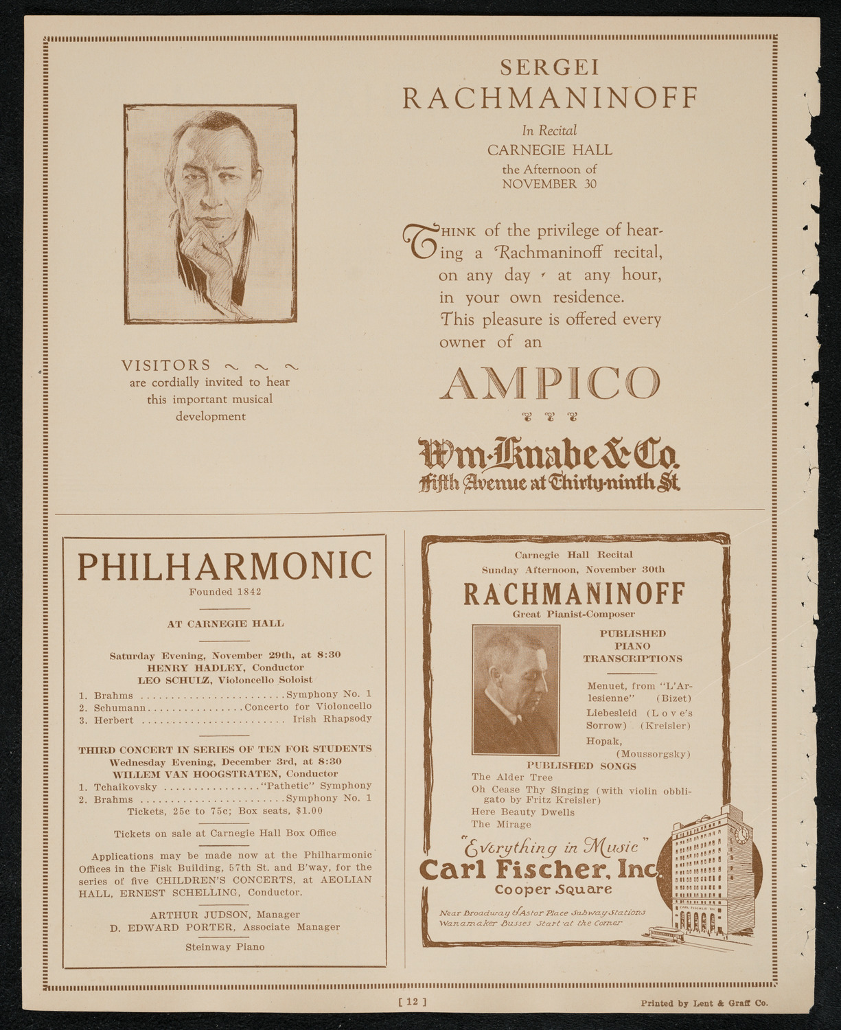 New York Philharmonic, November 28, 1924, program page 12