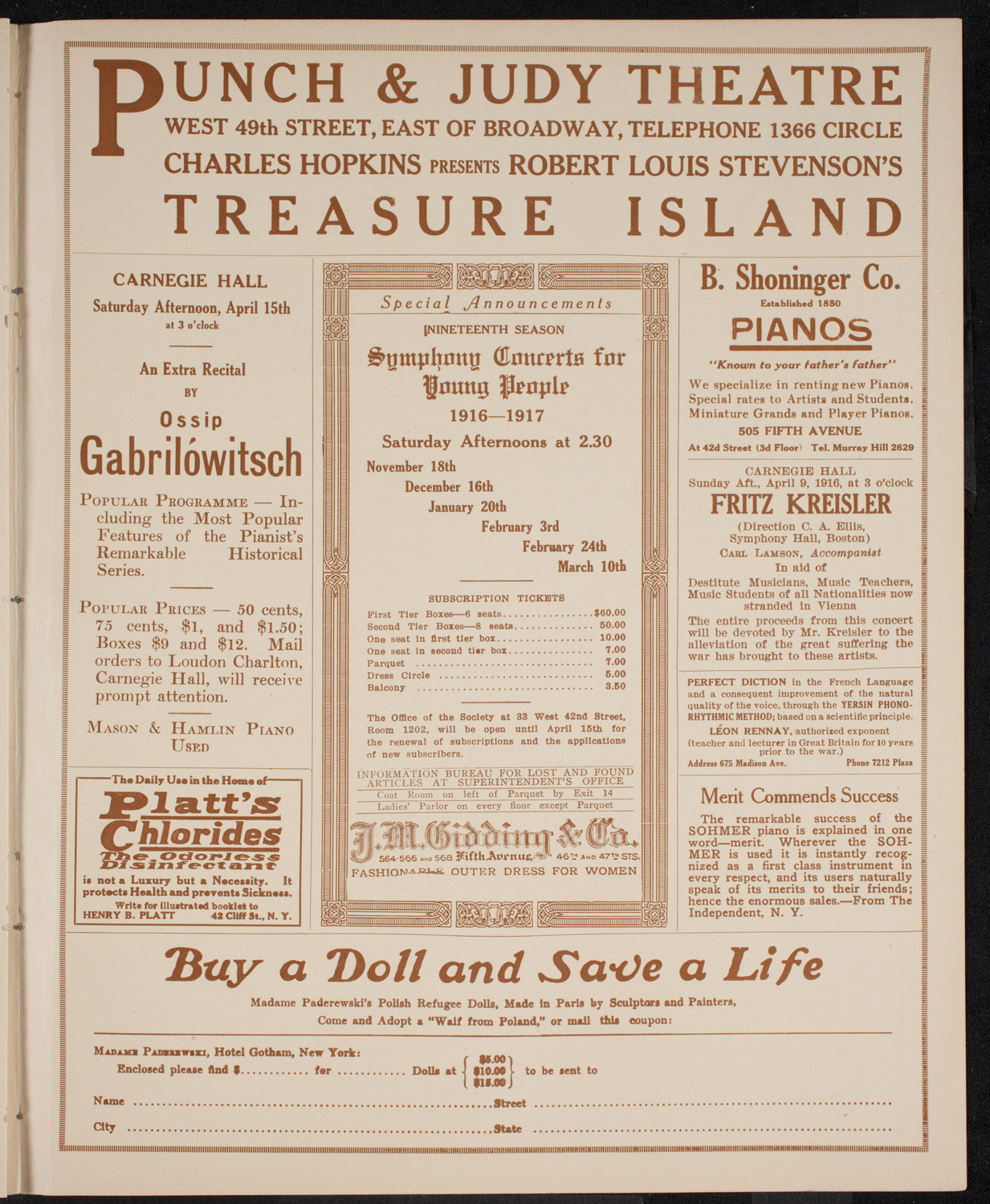 Mischa Elman, Violin, April 8, 1916, program page 9