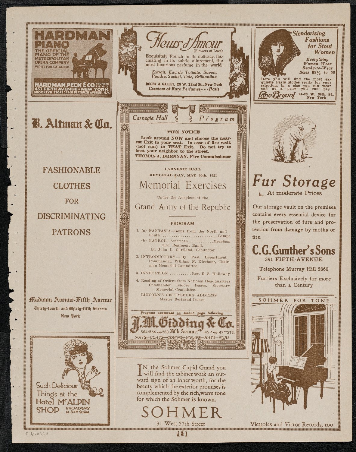 Grand Army of the Republic Memorial Day Exercises, May 30, 1921, program page 5