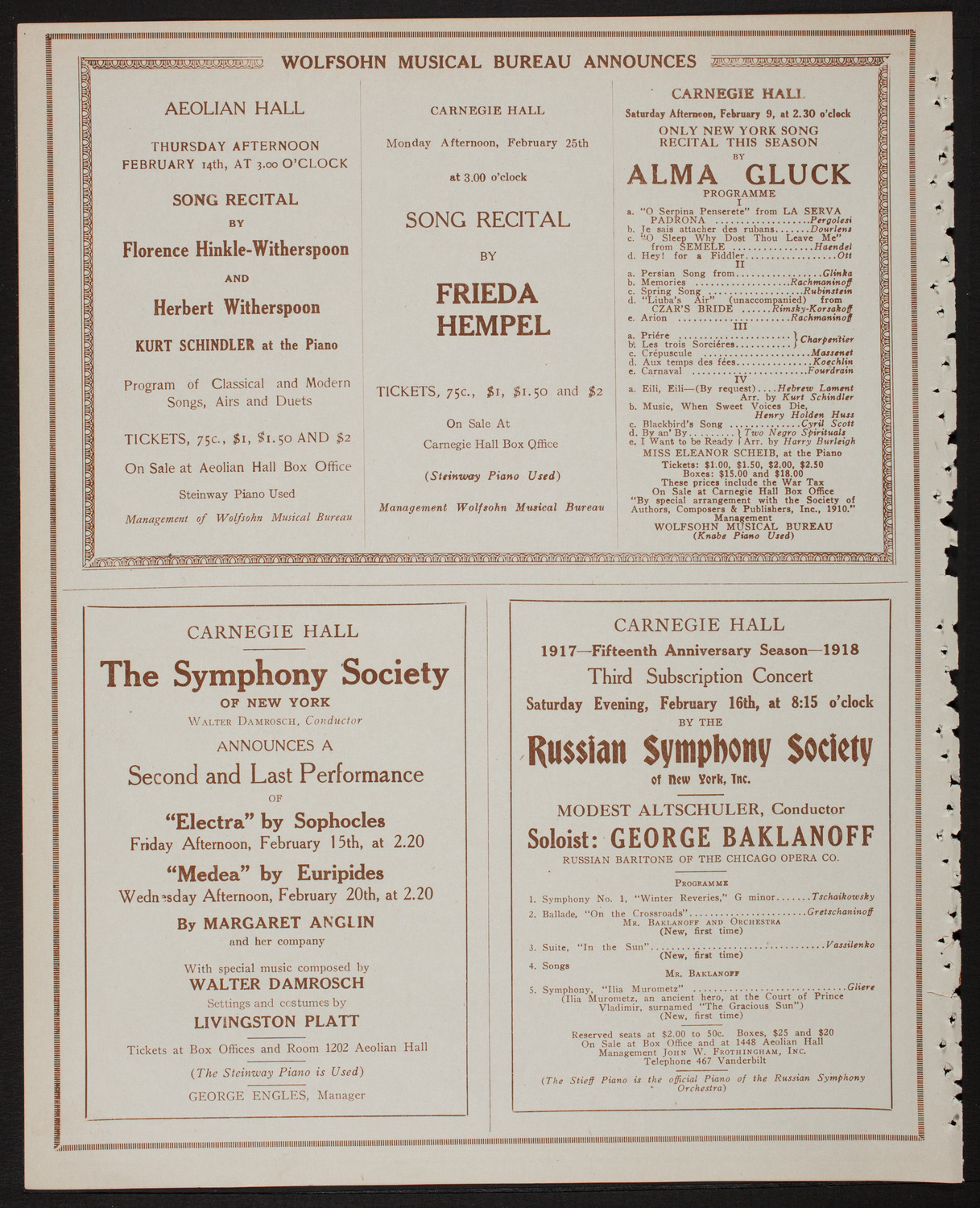 New York Symphony Orchestra, February 6, 1918, program page 8