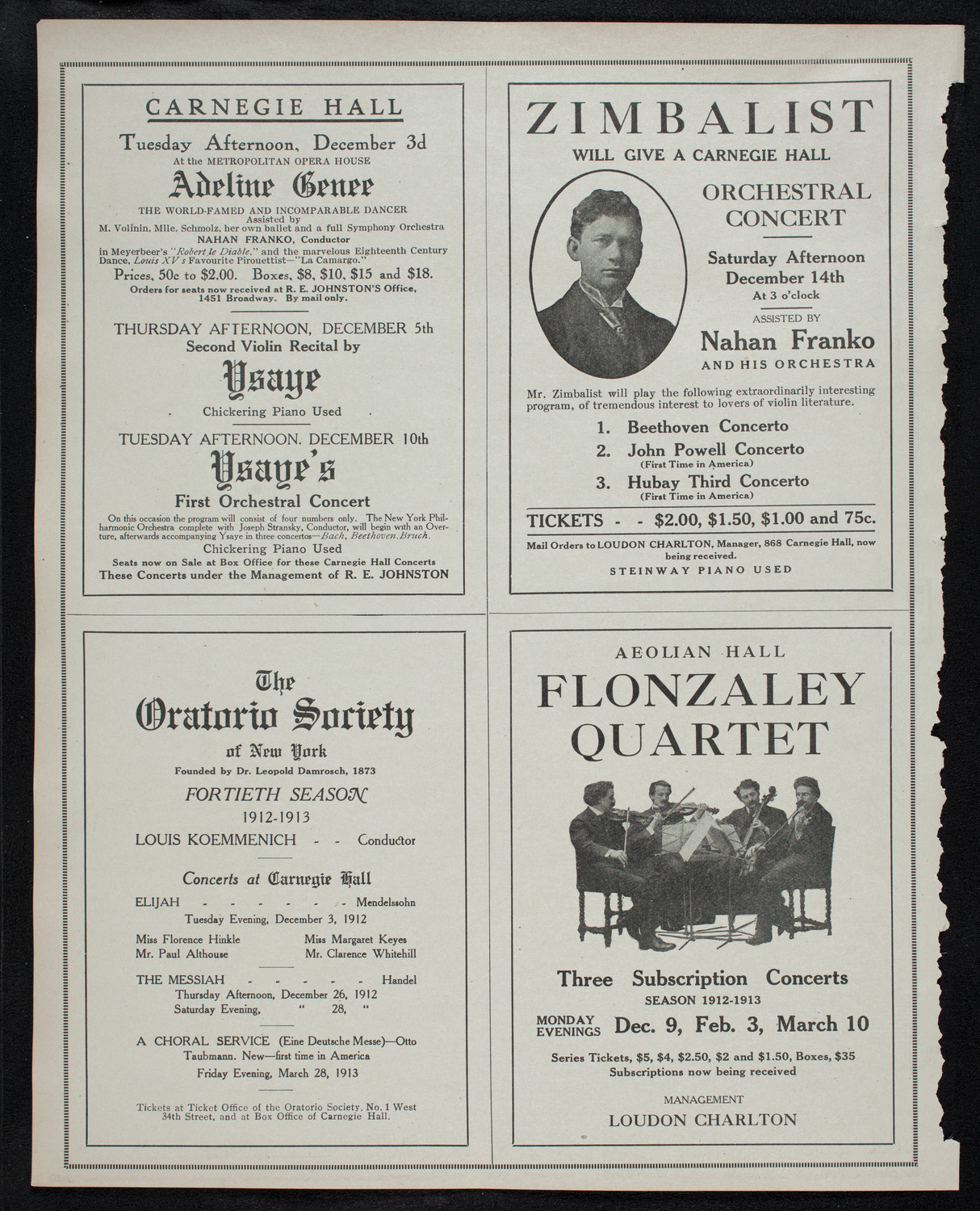 New York Philharmonic, November 28, 1912, program page 10