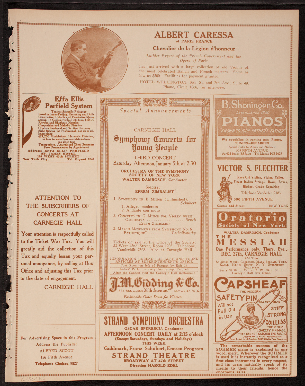 Musical Art Society of New York, December 18, 1917, program page 9