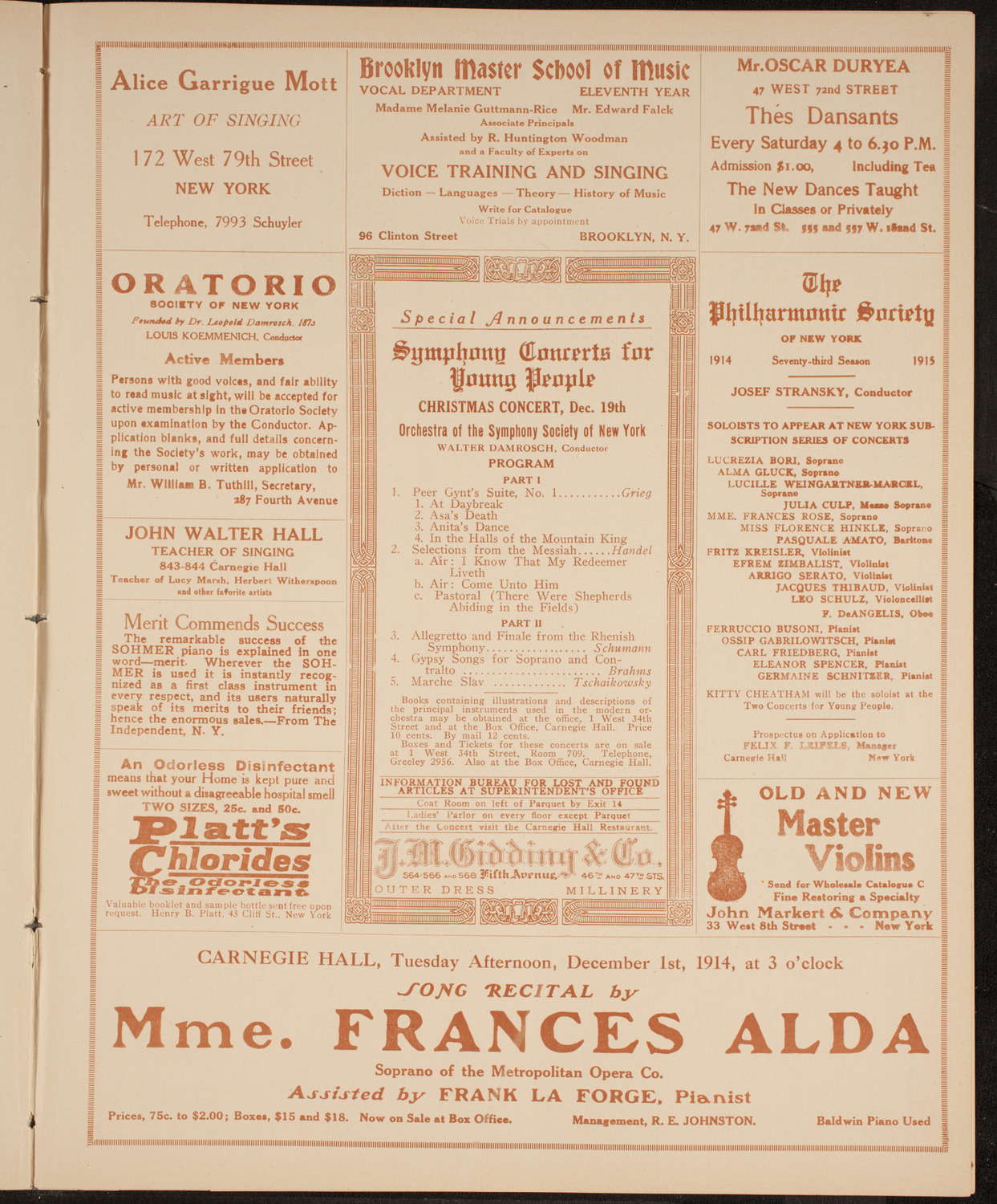 New York Philharmonic, November 21, 1914, program page 9
