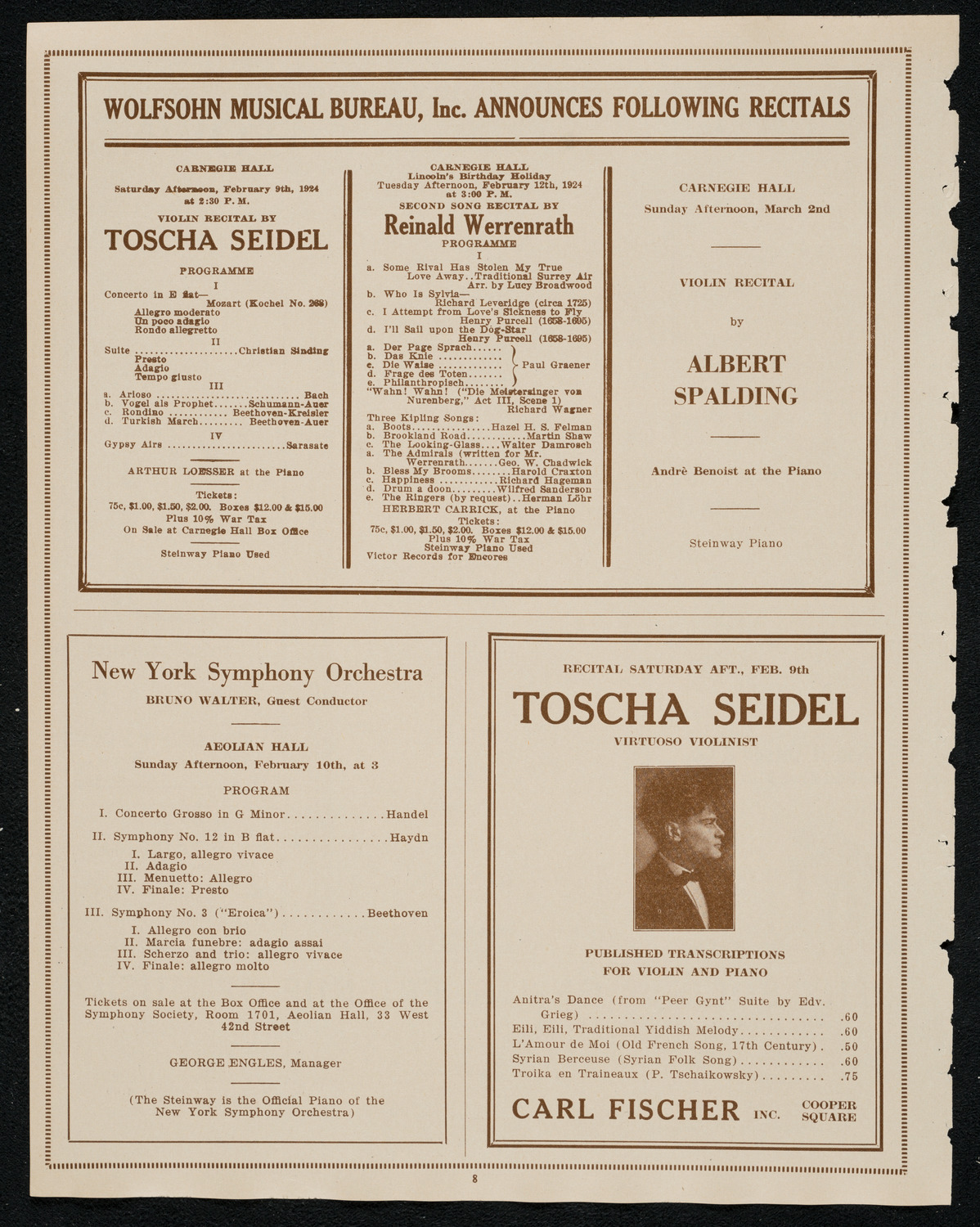 New York Philharmonic Students' Concert, February 6, 1924, program page 8