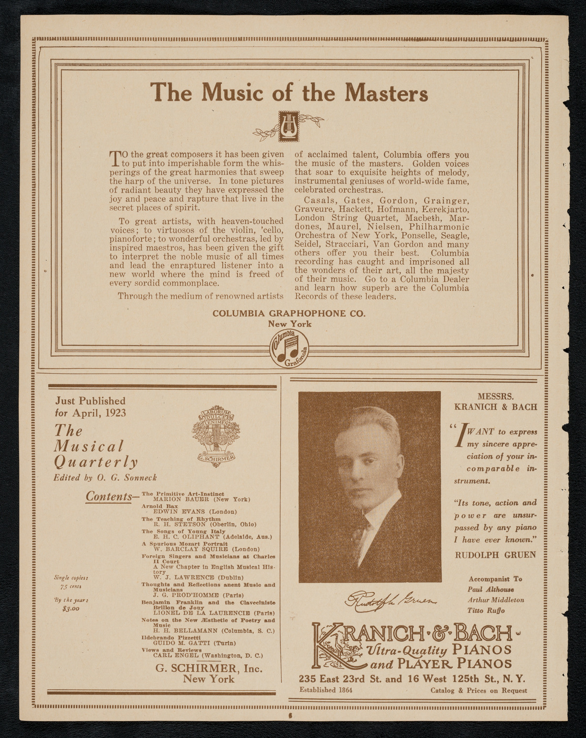 Philadelphia Orchestra, April 17, 1923, program page 6