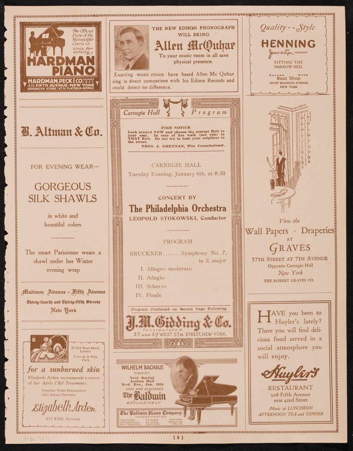 Philadelphia Orchestra, January 6, 1925, program page 5