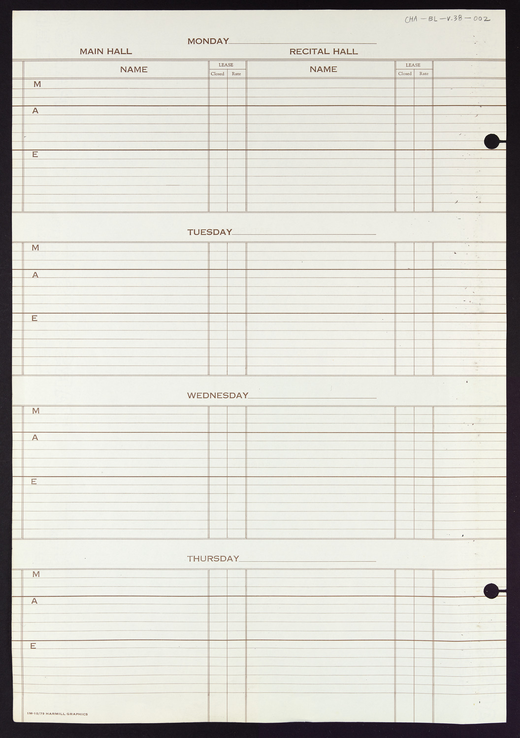 Carnegie Hall Booking Ledger, volume 38, page 2