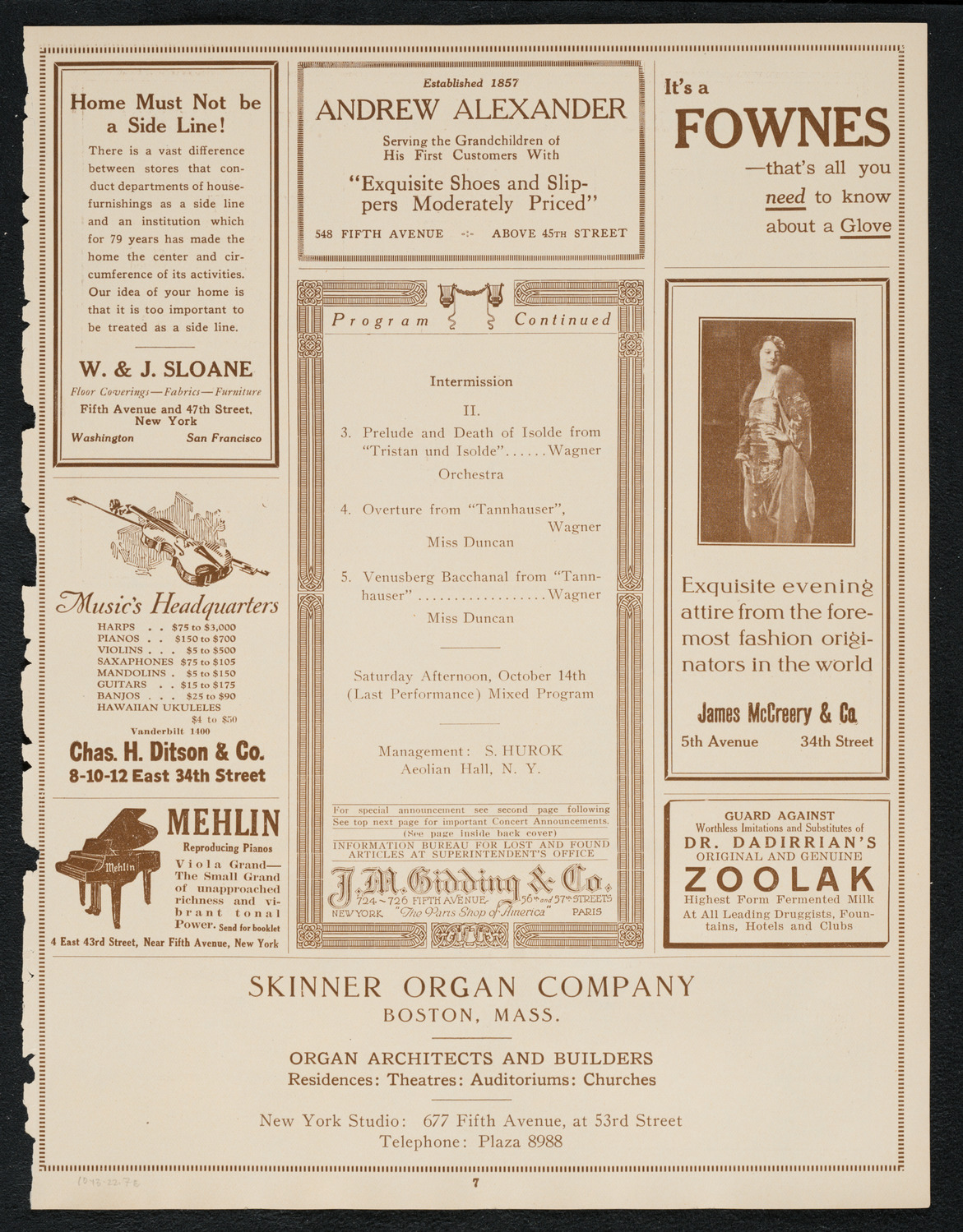 Isadora Duncan, Dancer, with Orchestra, October 13, 1922, program page 7