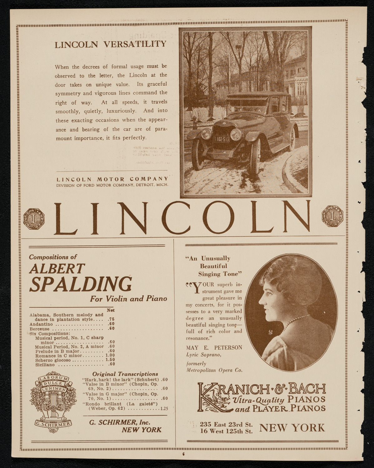 New York Symphony Orchestra: Beethoven Cycle, February 1, 1924, program page 6
