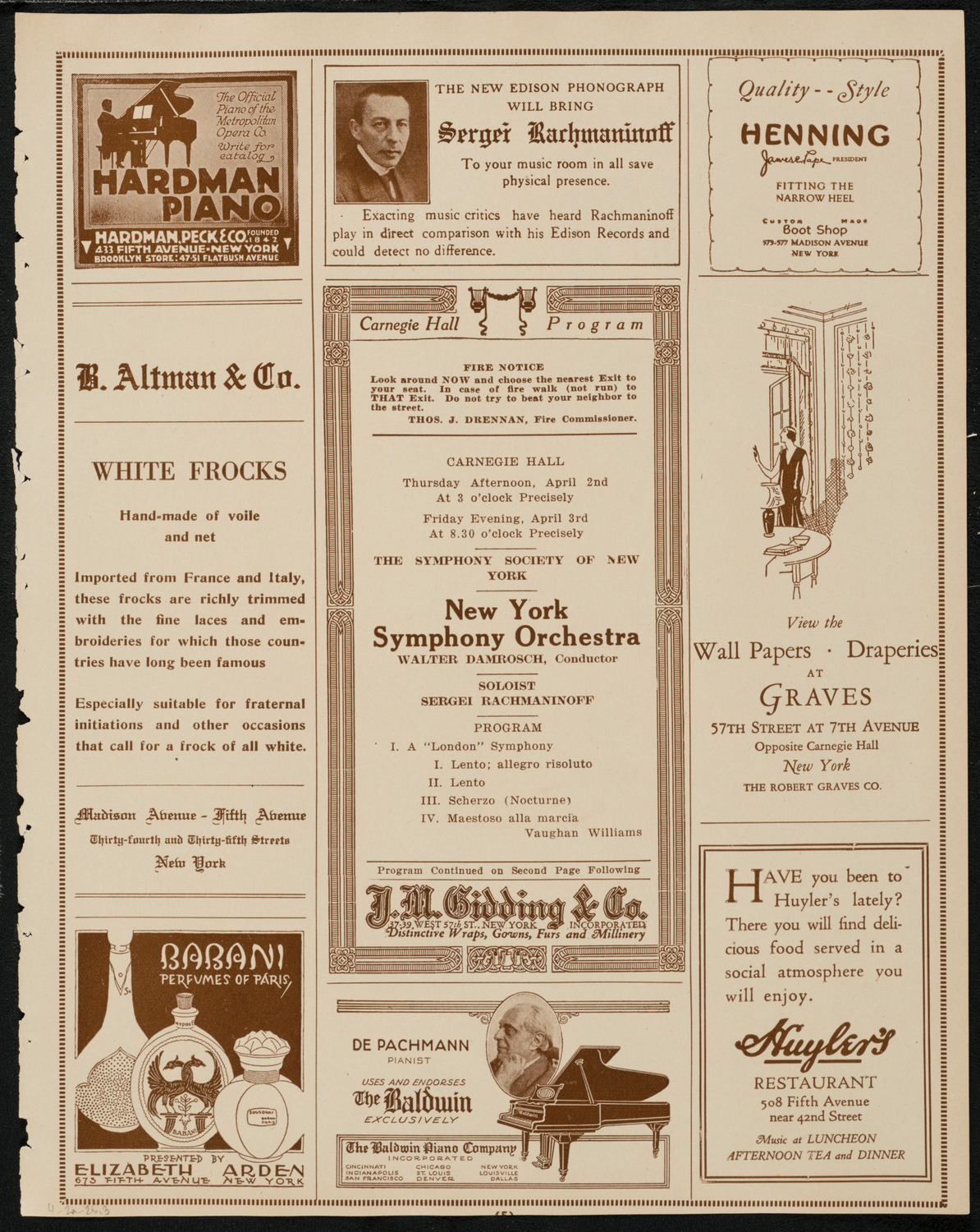 New York Symphony Orchestra, April 2, 1925, program page 5