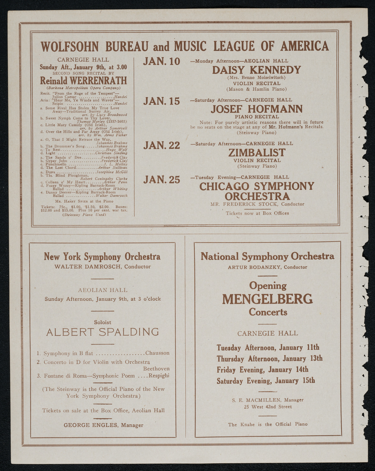 Philadelphia Orchestra, January 4, 1921, program page 8