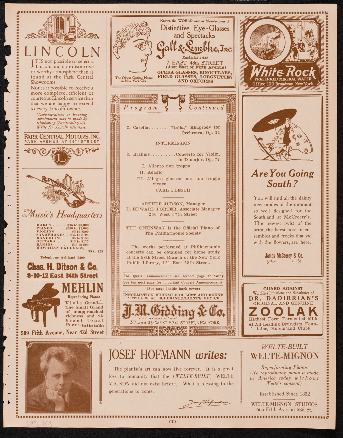 New York Philharmonic, February 19, 1925, program page 7