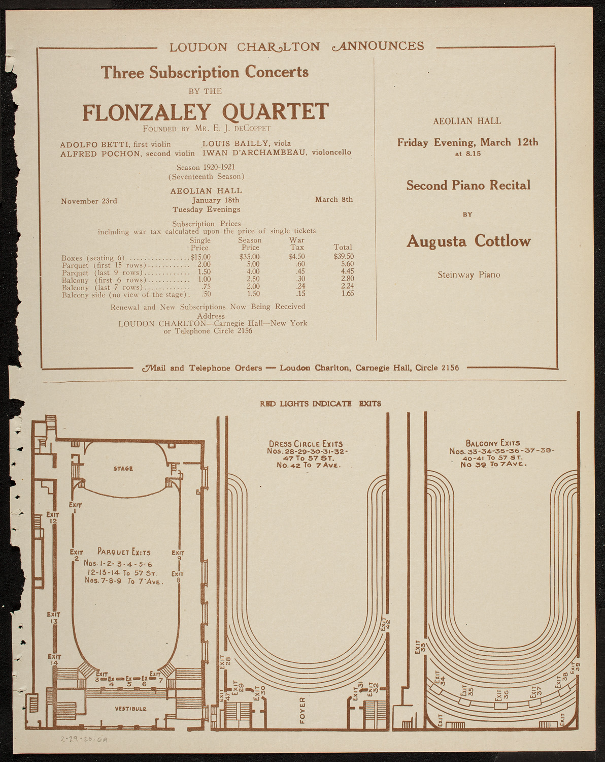 New York Philharmonic, February 29, 1920, program page 11