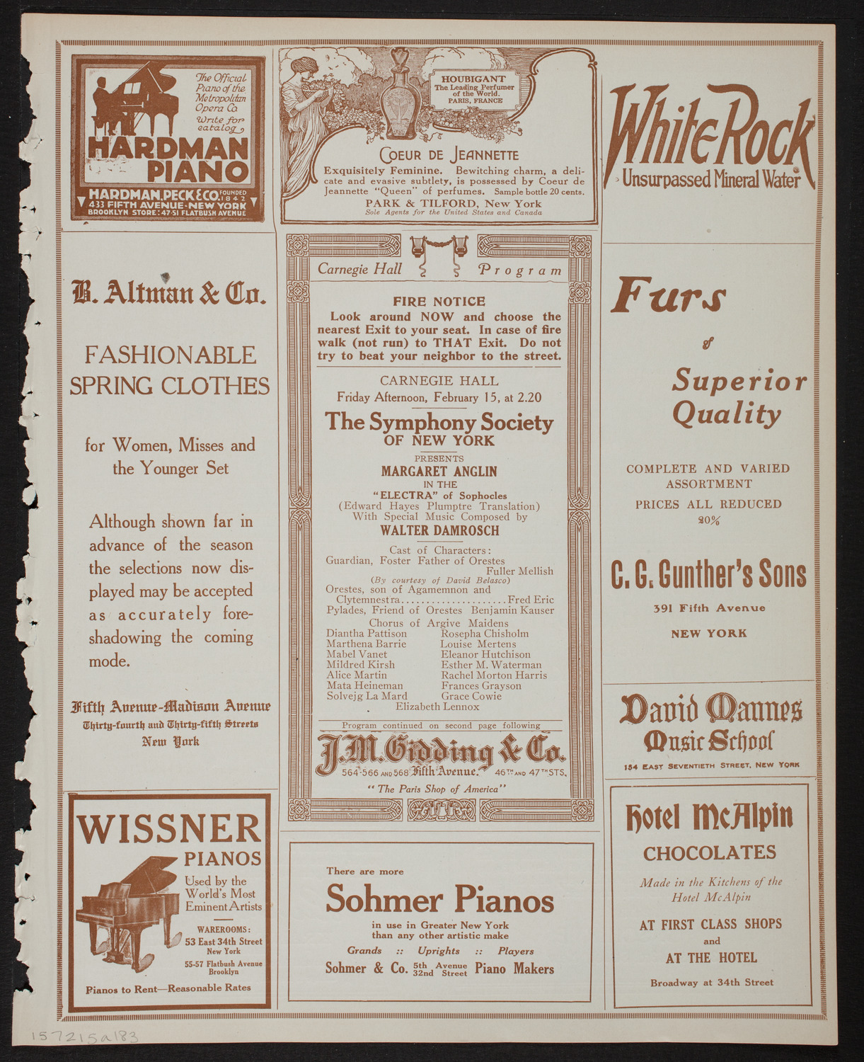 New York Symphony Orchestra, February 15, 1918, program page 5